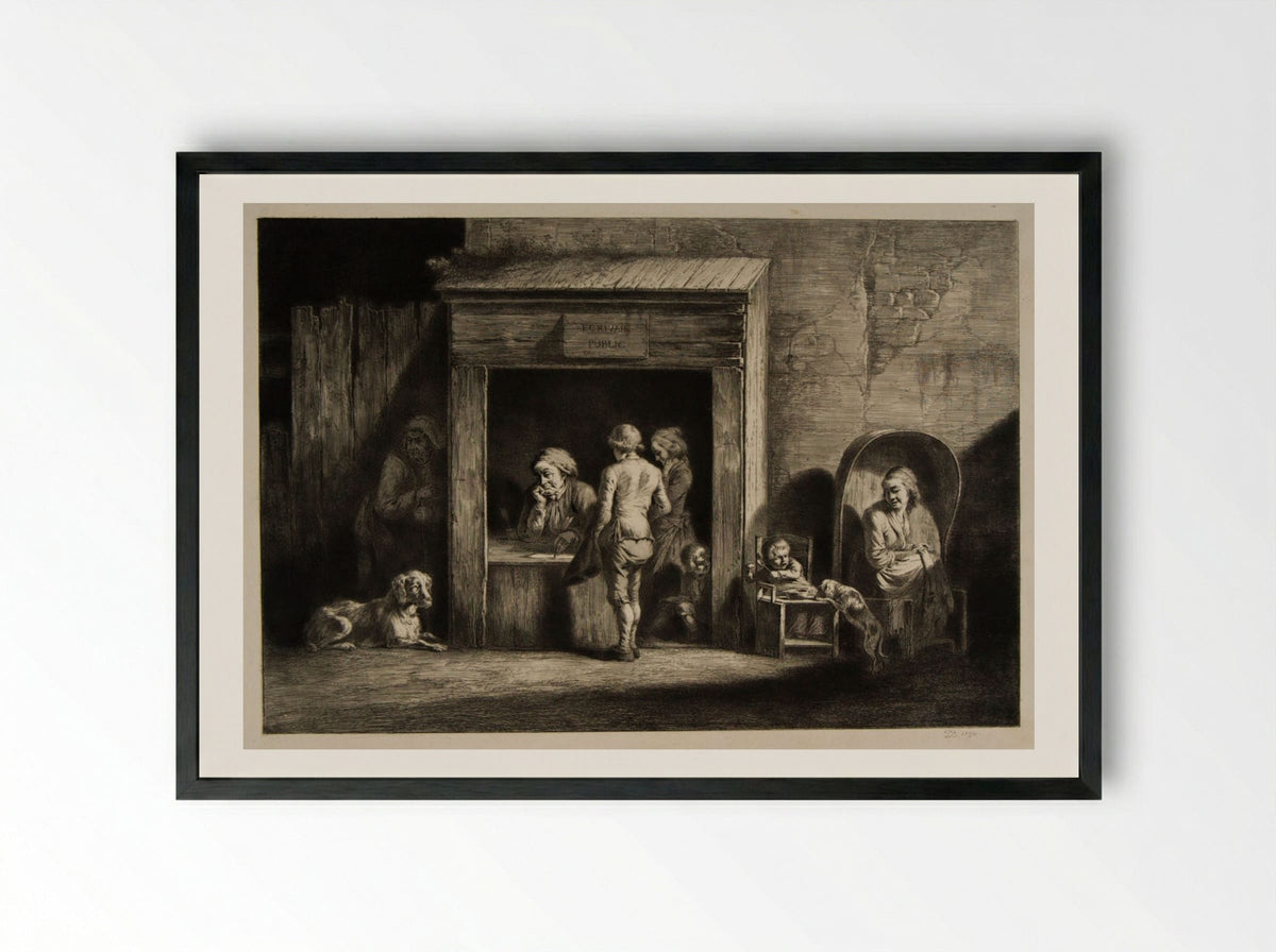 The Public Scrivener - Jean-Jacques de Boissieu - Framed Print Black