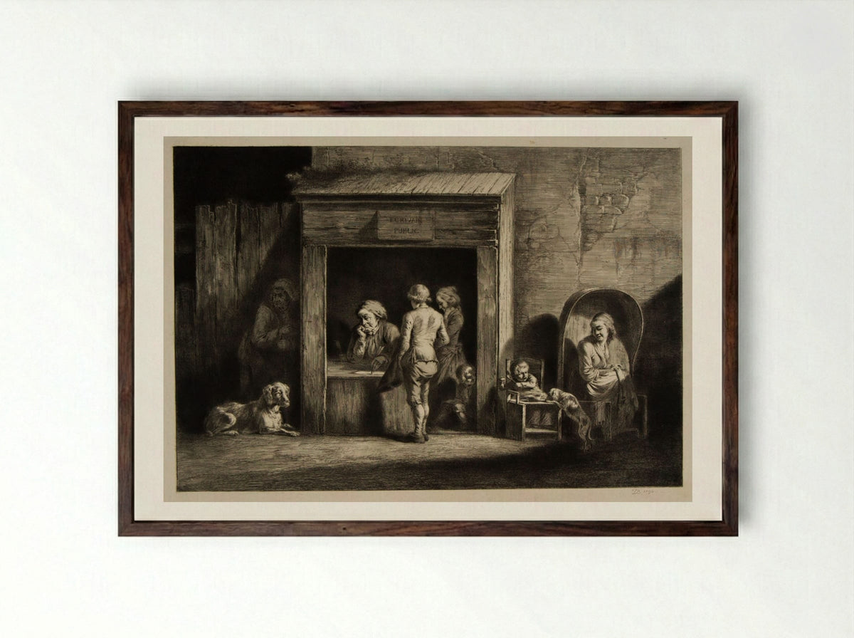 The Public Scrivener - Jean-Jacques de Boissieu - Framed Print Dark Wood