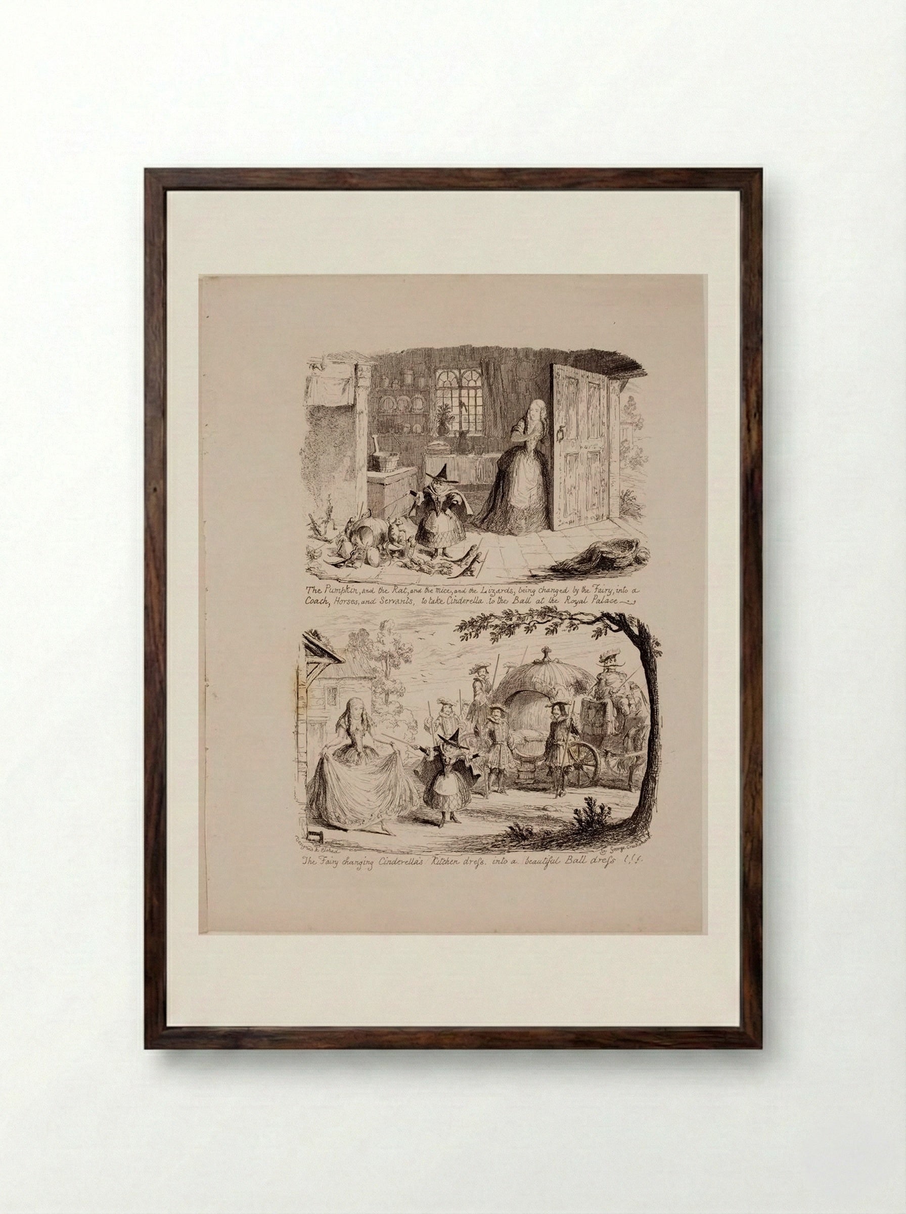 The Pumpkin, and the Rat - George Cruikshank - Framed Print Dark Wood