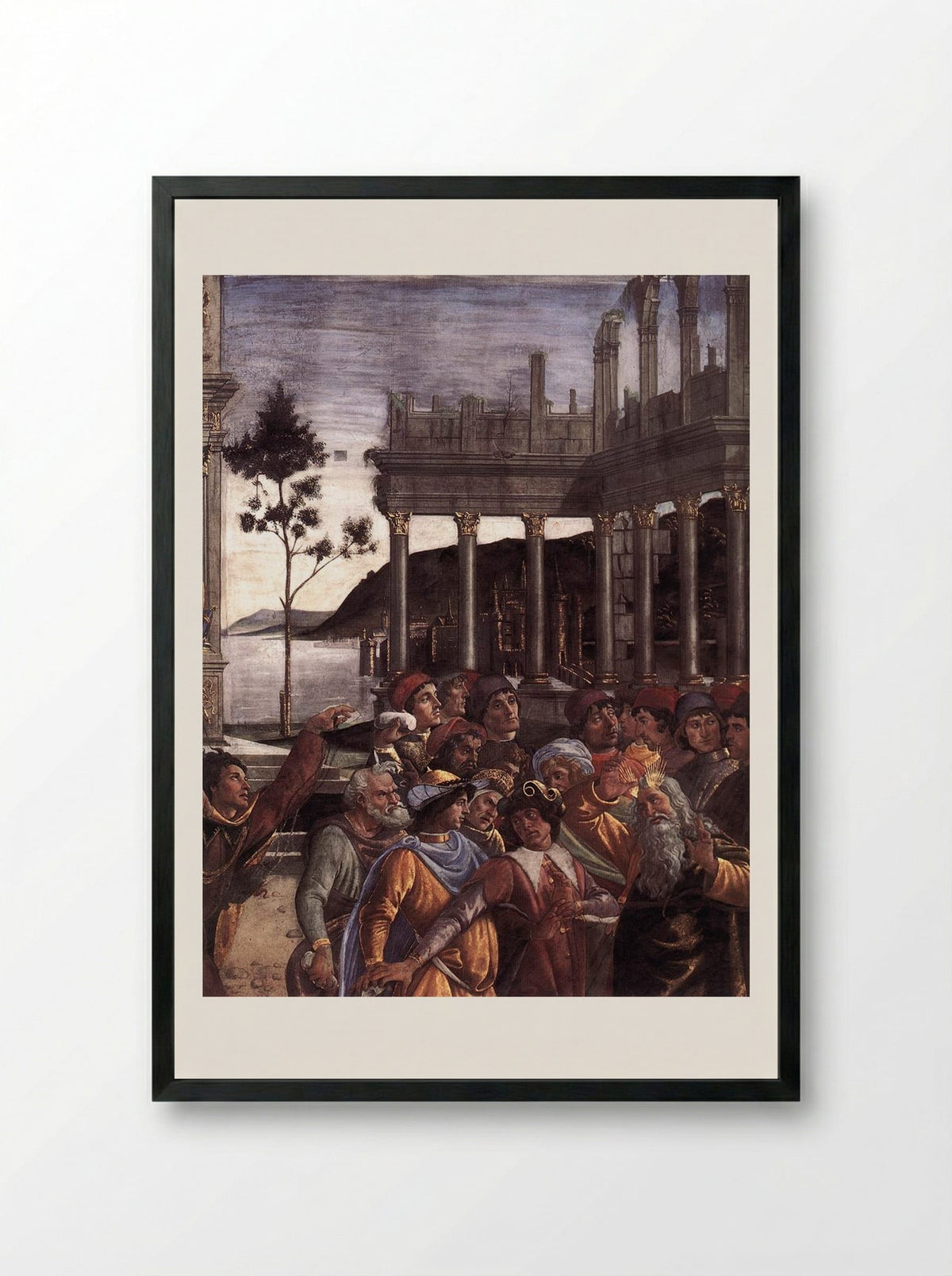 The Punishment of Korah, Dathan and Abiram - Sandro Botticelli - Framed Print Black
