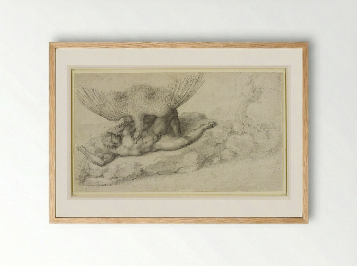 The Punishment of Tityus - Michelangelo Buonarroti - Framed Print Wood