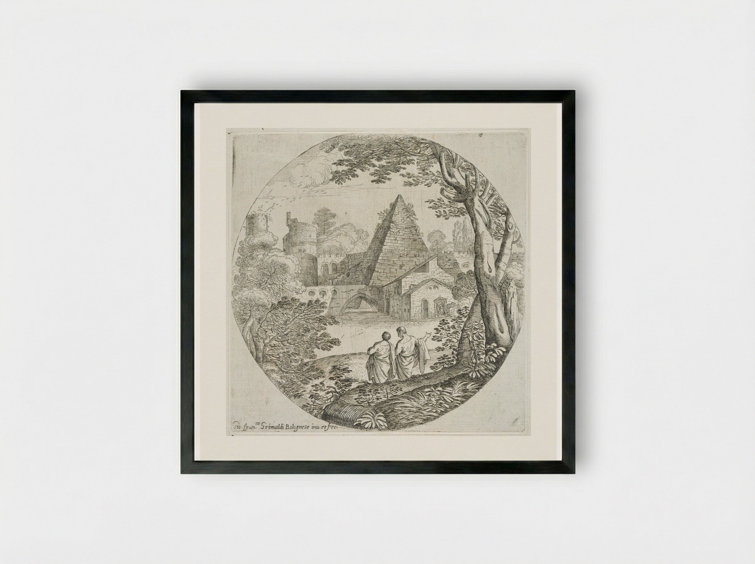 The Pyramid - Giovanni Francesco Grimaldi - Framed Print Black