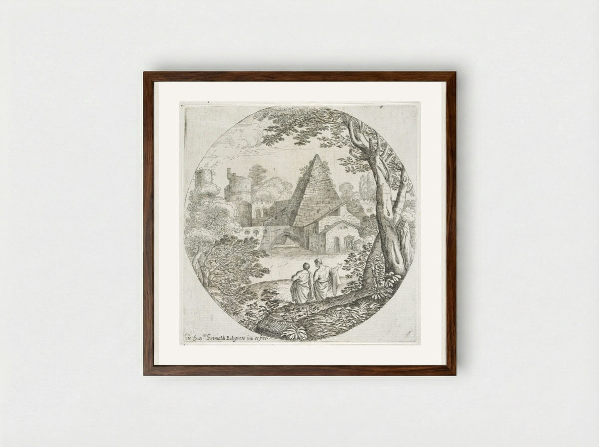 The Pyramid - Giovanni Francesco Grimaldi - Framed Print Dark Wood