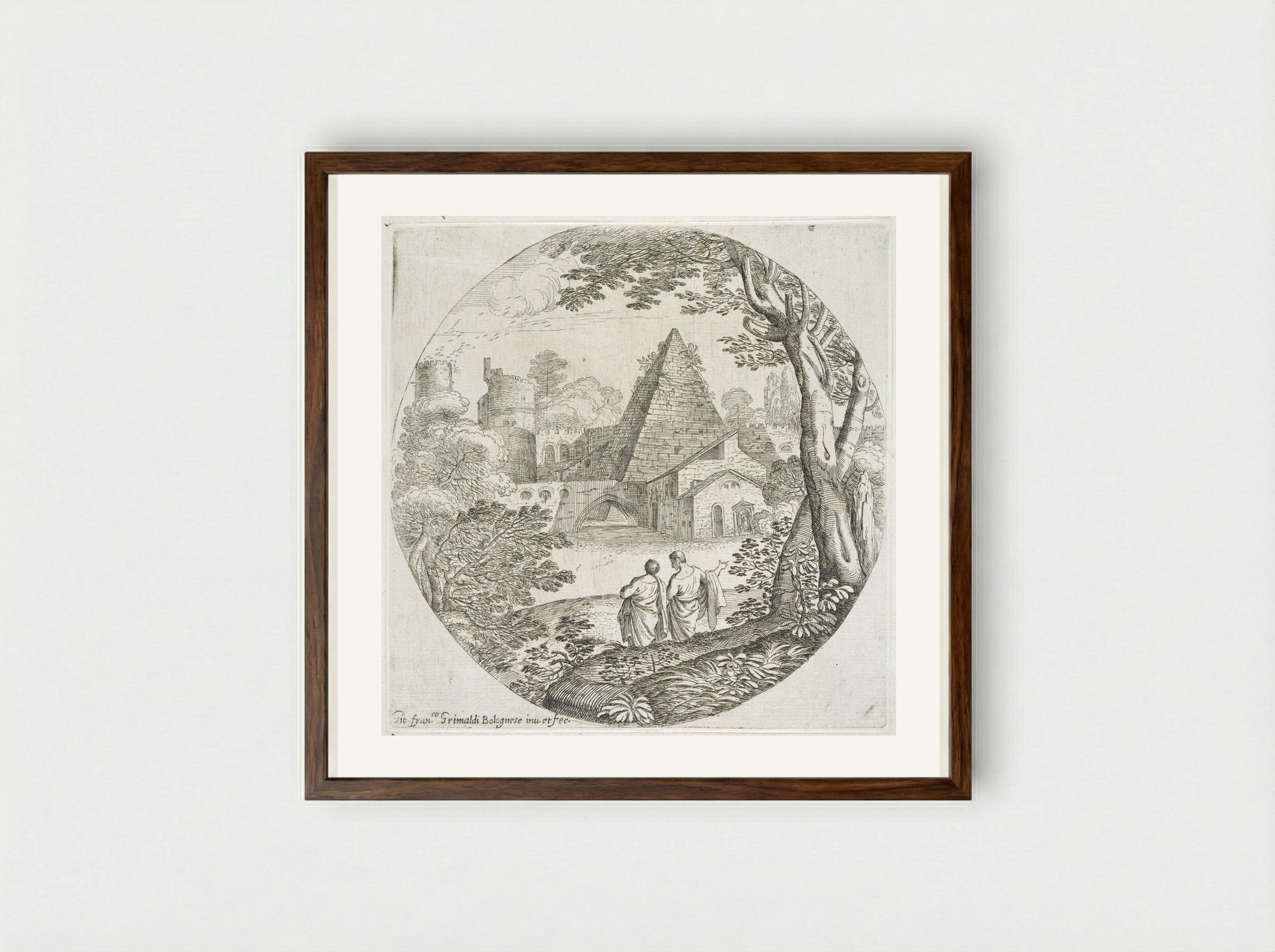 The Pyramid - Giovanni Francesco Grimaldi - Framed Print Dark Wood