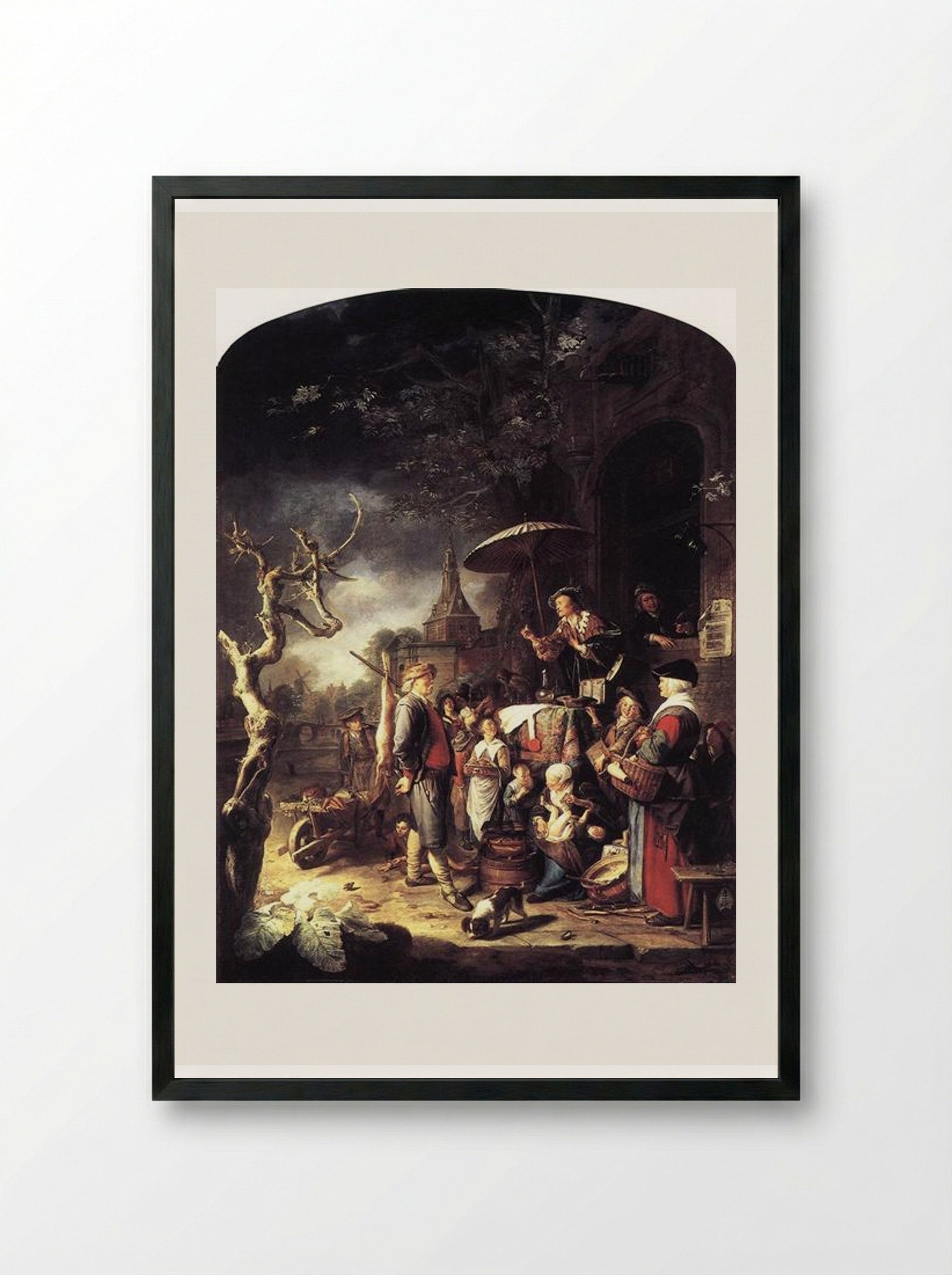 The Quack - Gerrit Dou - Framed Print Black
