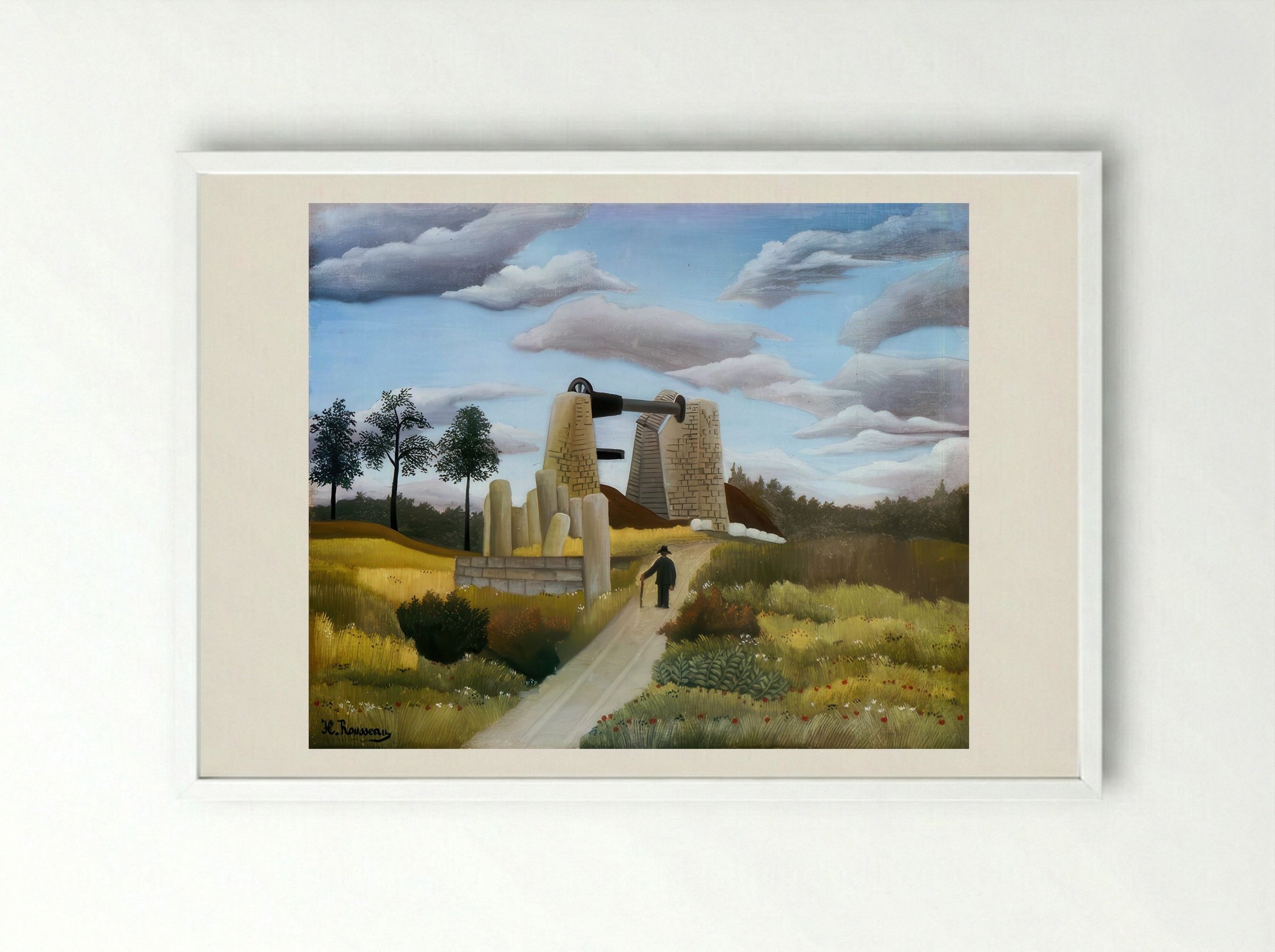 The Quarry by Henri Rousseau – Naïve Art Industrial Landscape Print - Framed Print White