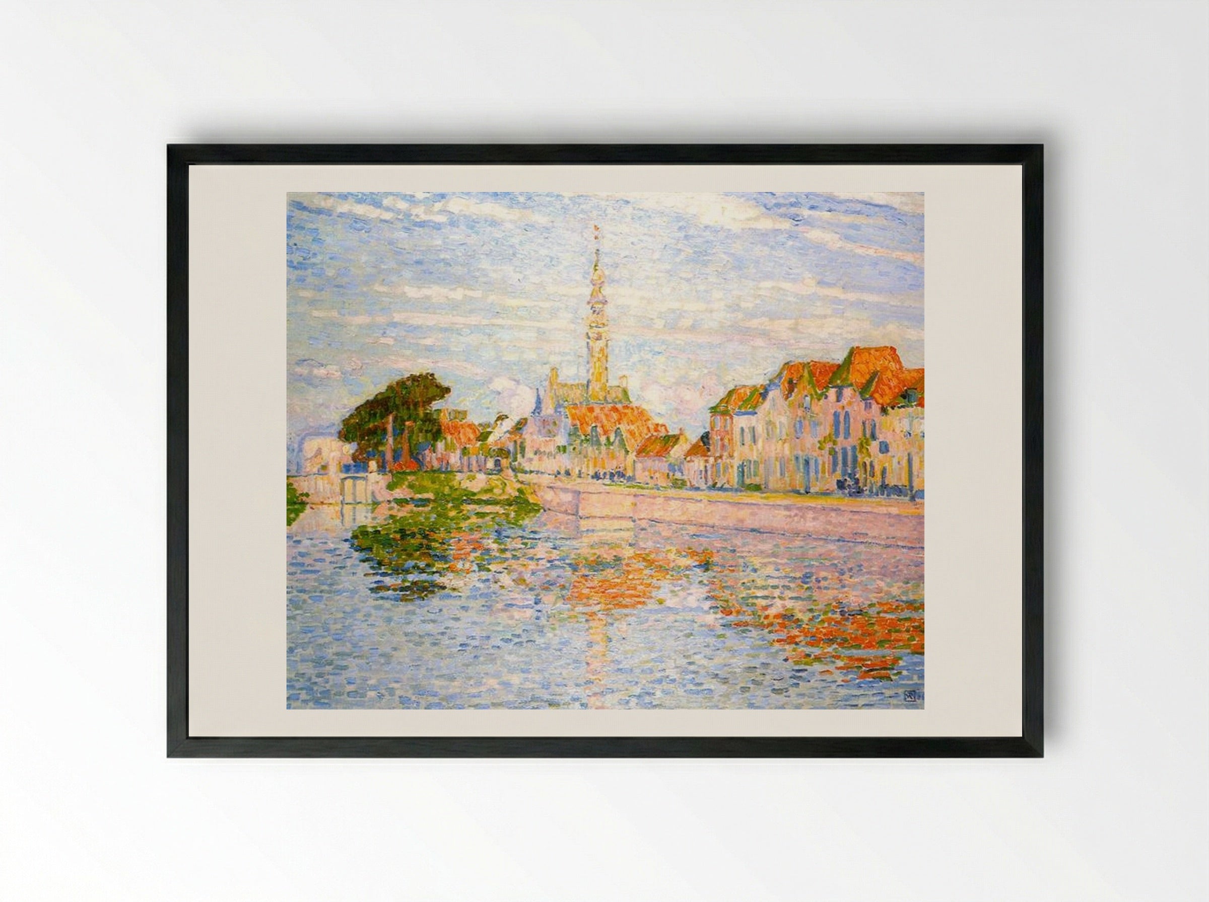 The Quay at Veere, Zeeland - Théo van Rysselberghe - Framed Print Black