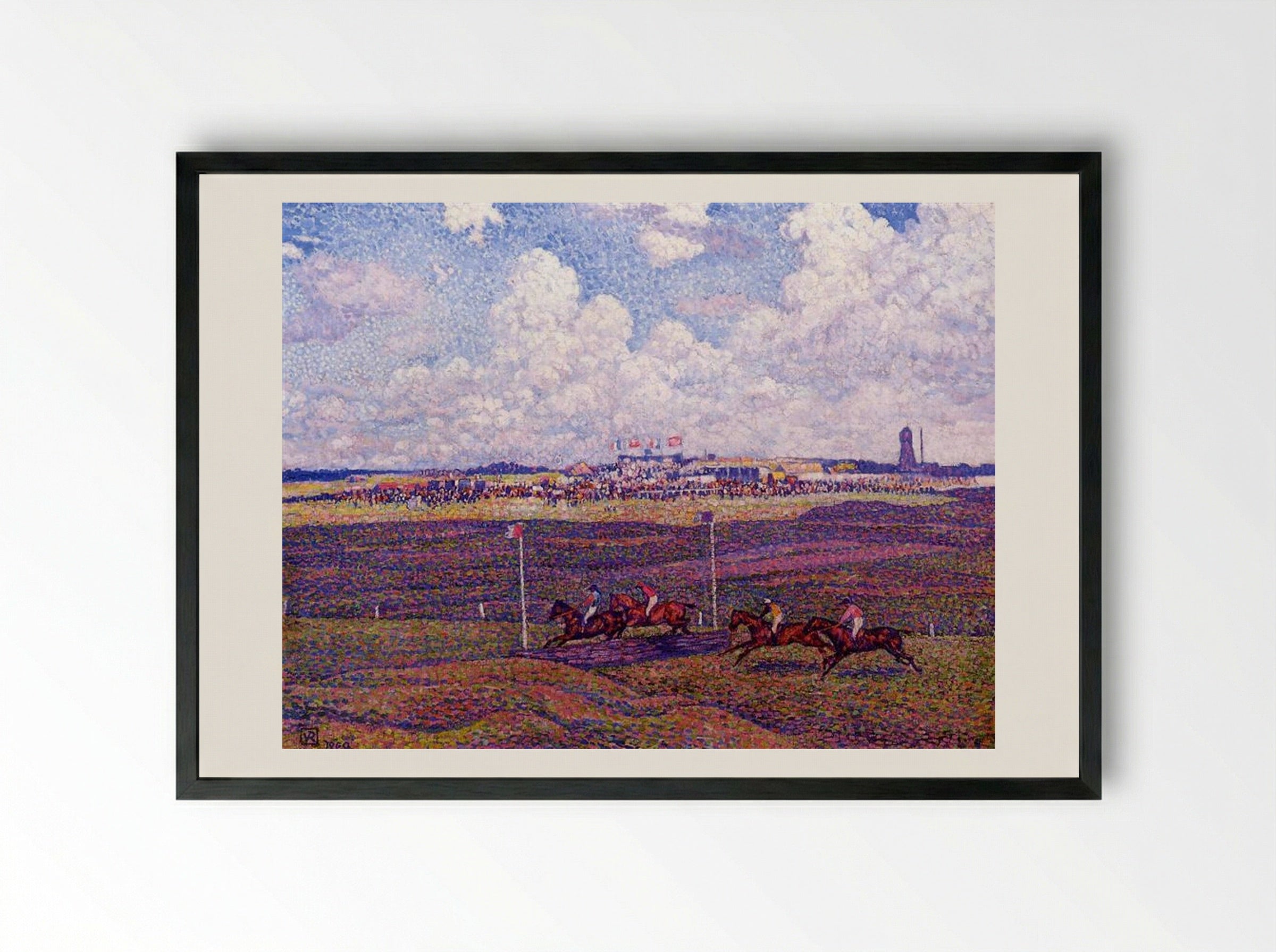 The Race Track at Boulogne-sur-Mer - Théo van Rysselberghe - Framed Print Black
