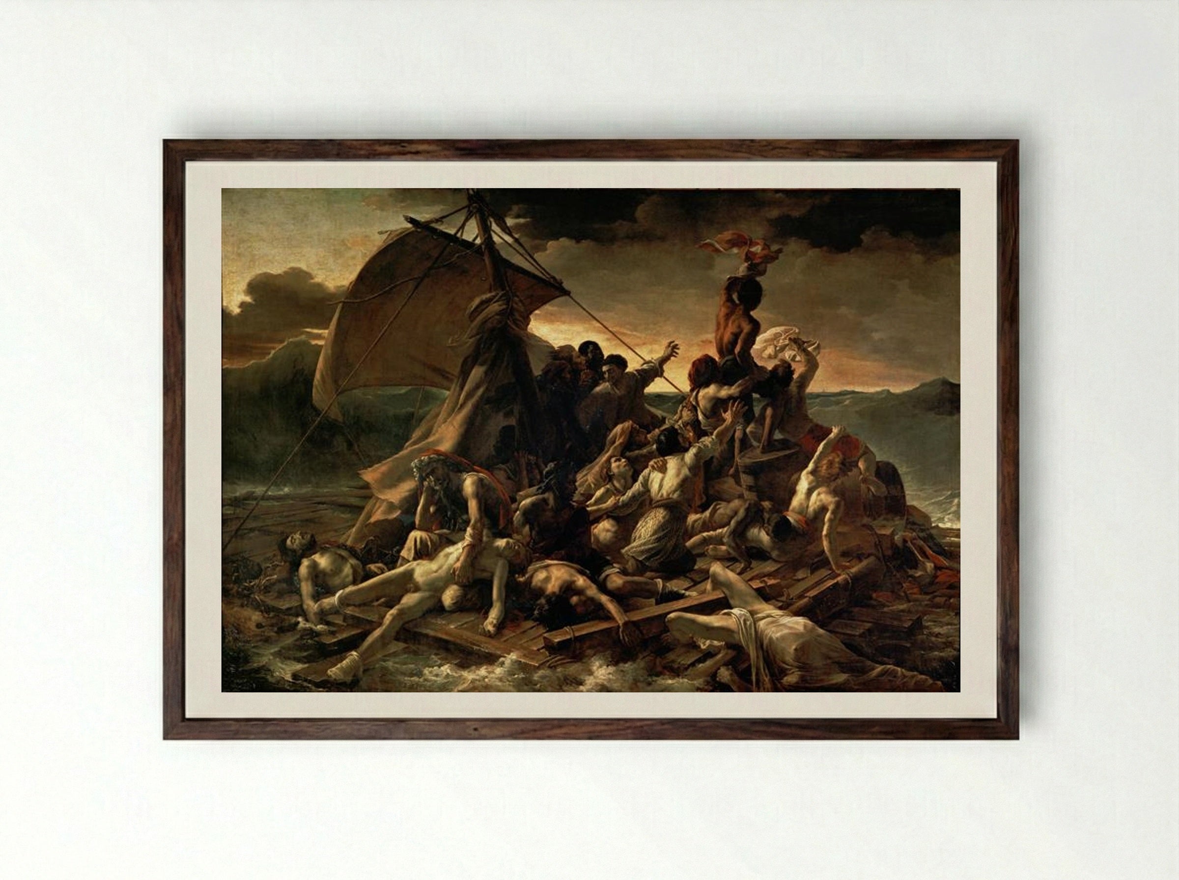 The Raft of the Medusa - Théodore Géricault - Framed Print Dark Wood
