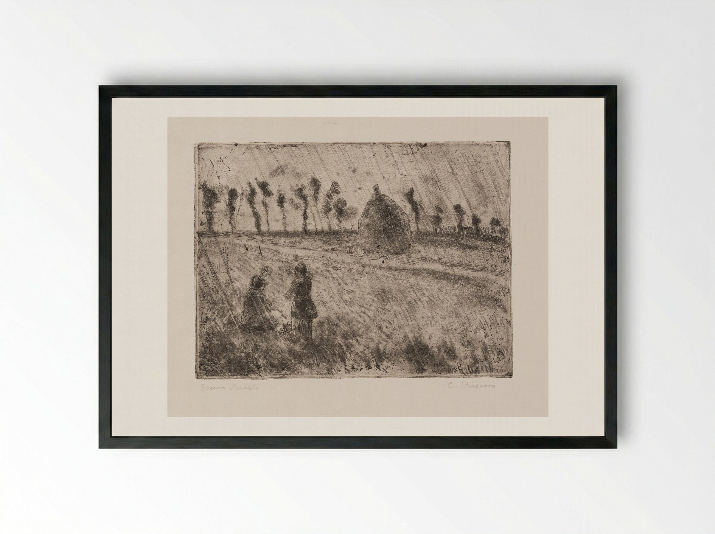 The Rain Effect - Camille Pissarro - Framed Print Black