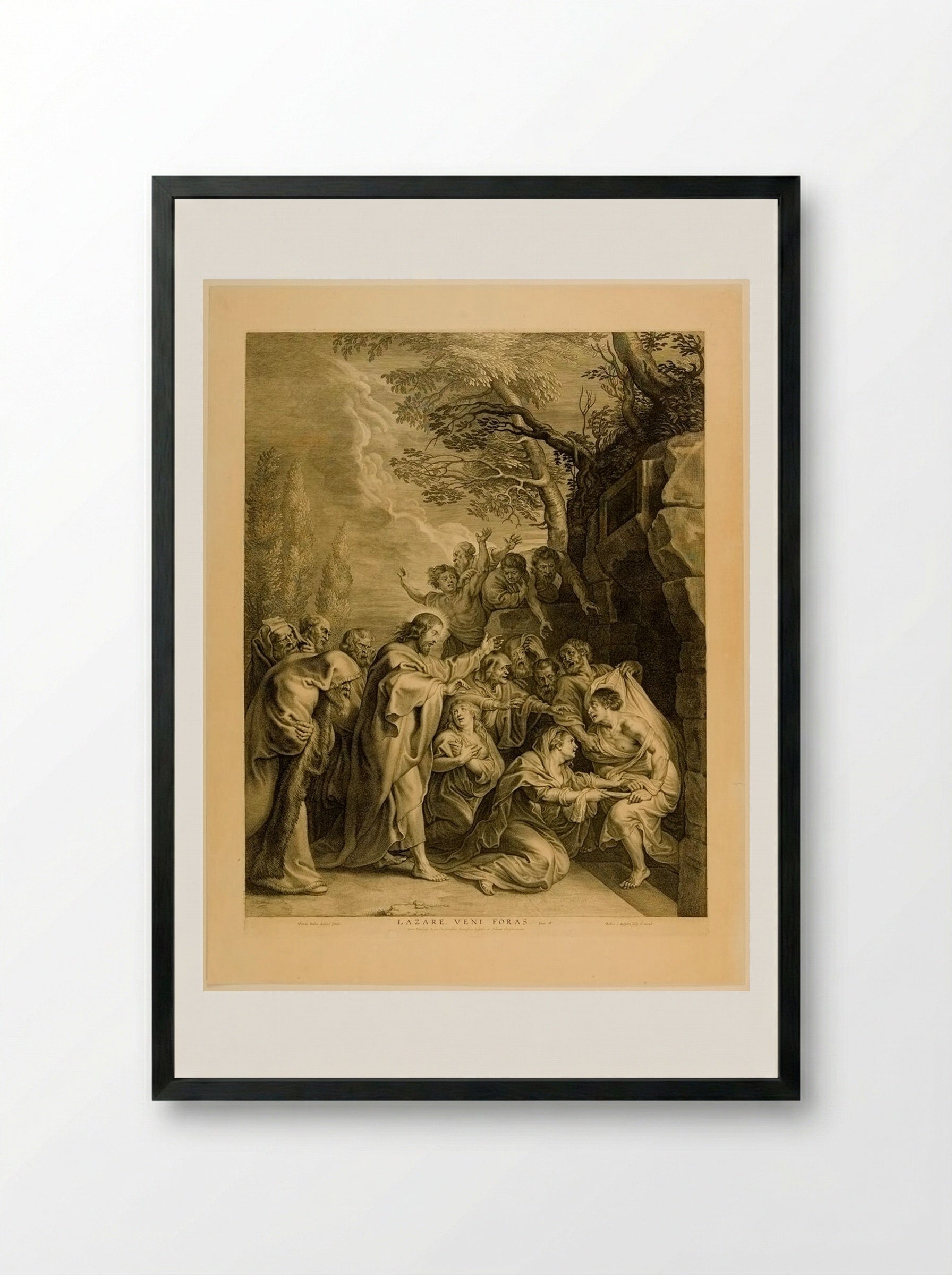 The Raising of Lazarus - Boetius Adamsz. Bolswert - Framed Print Black
