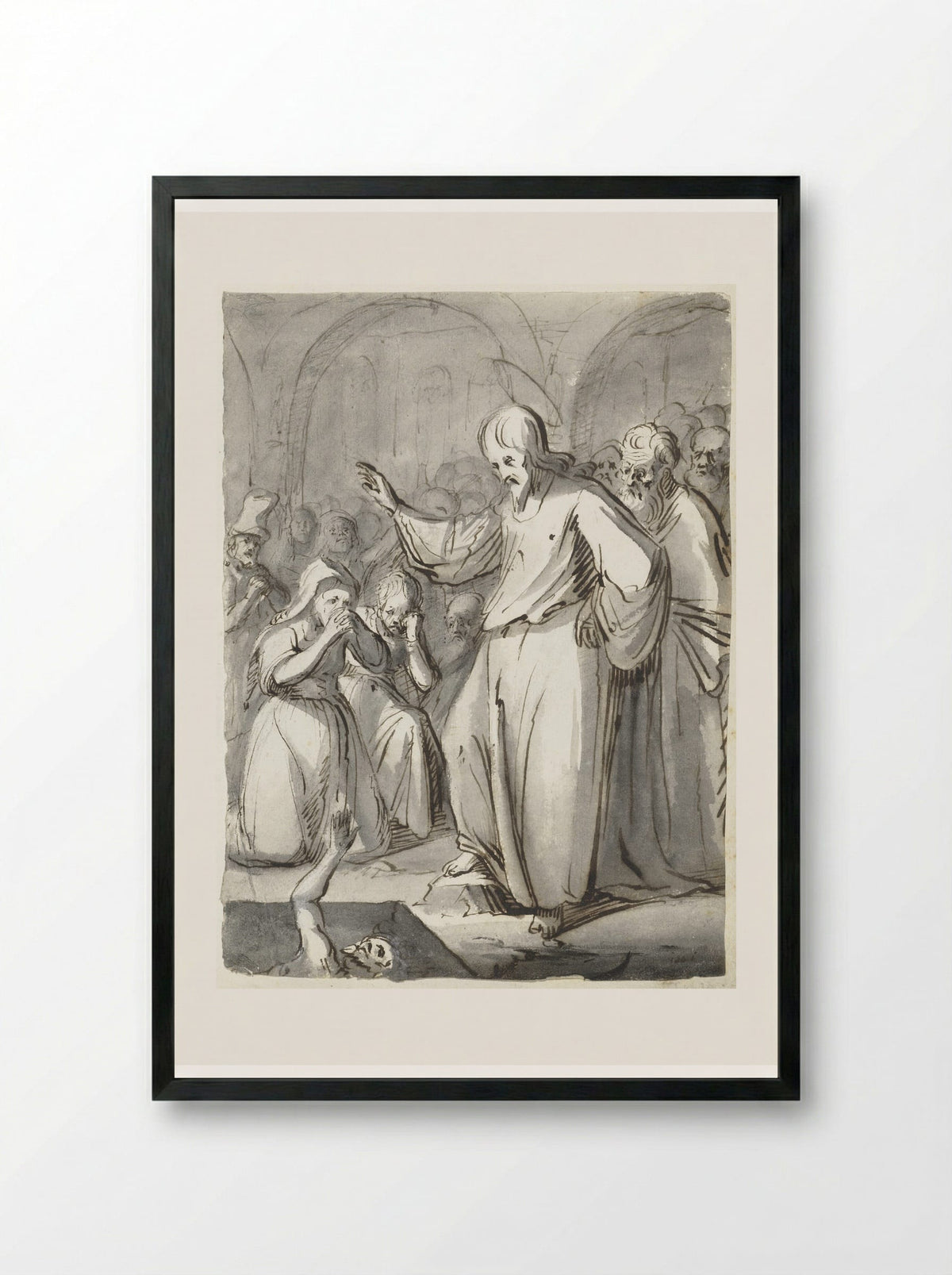 The Raising of Lazarus - Moses ter Borch - Framed Print Black