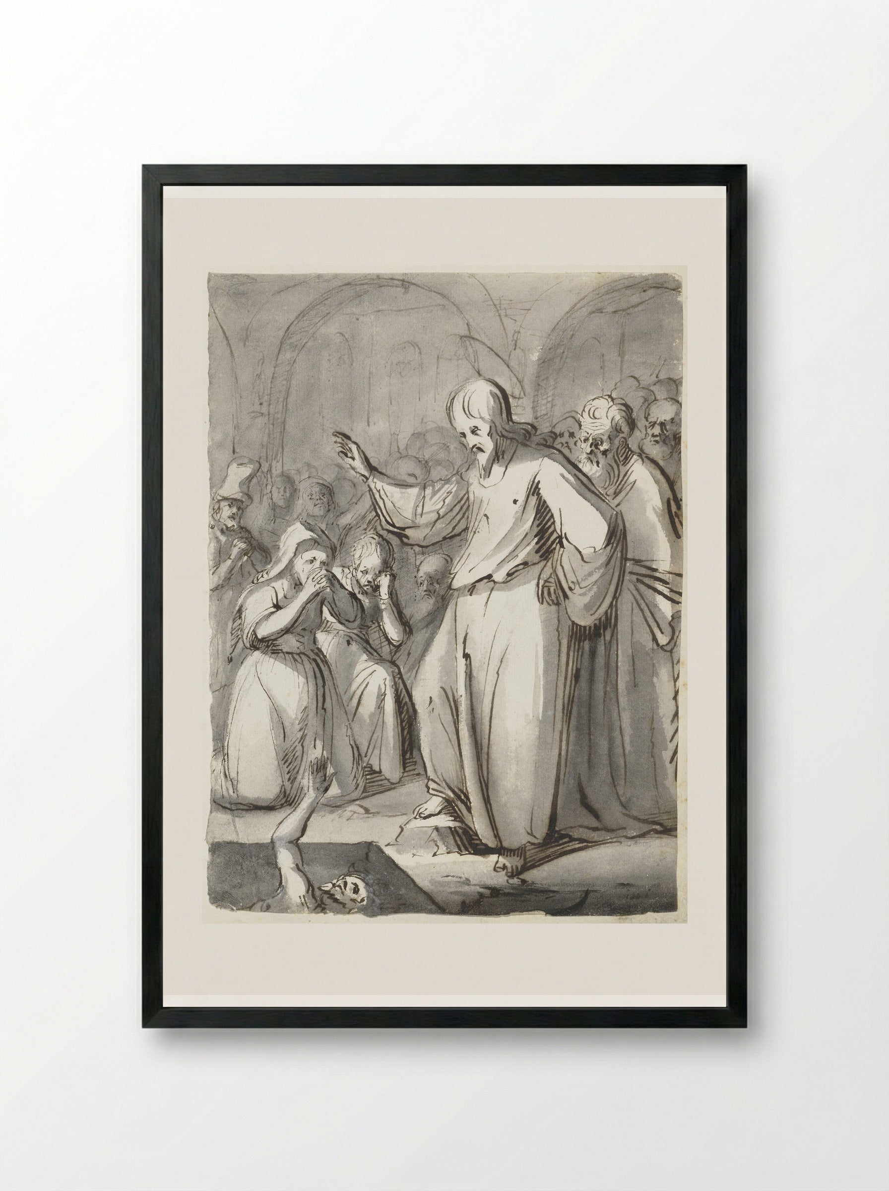 The Raising of Lazarus - Moses ter Borch - Framed Print Black