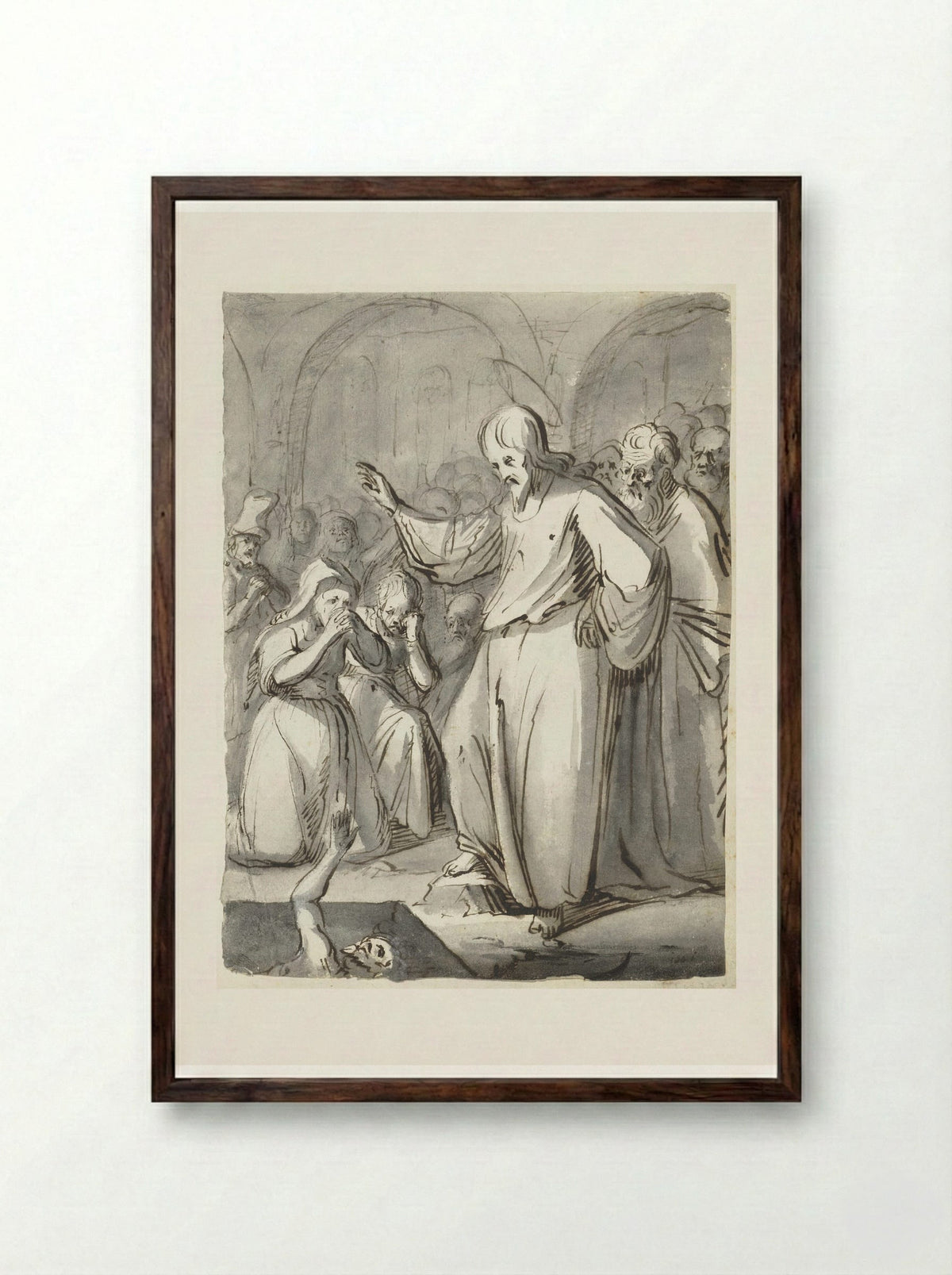 The Raising of Lazarus - Moses ter Borch - Framed Print Dark Wood