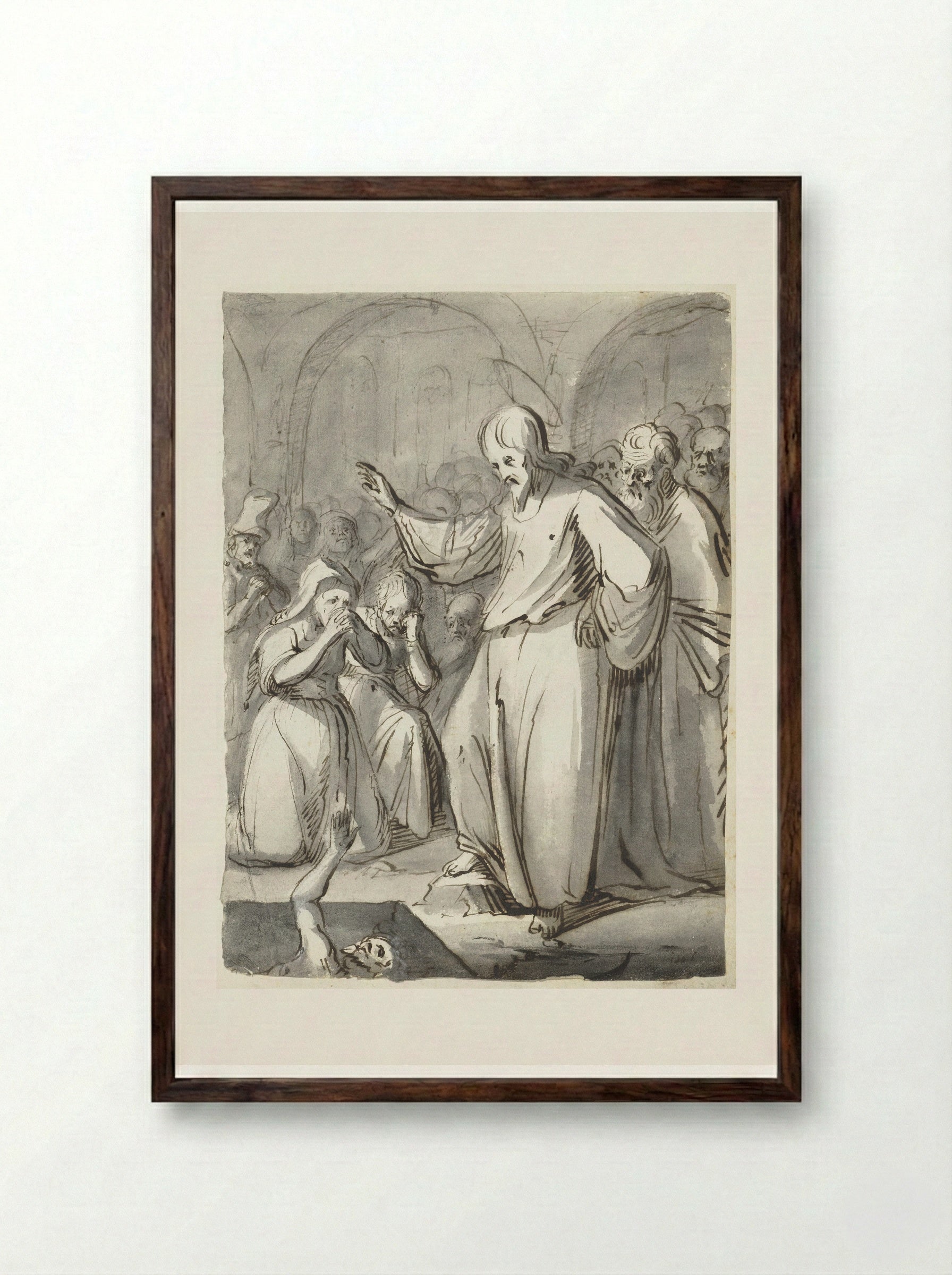 The Raising of Lazarus - Moses ter Borch - Framed Print Dark Wood