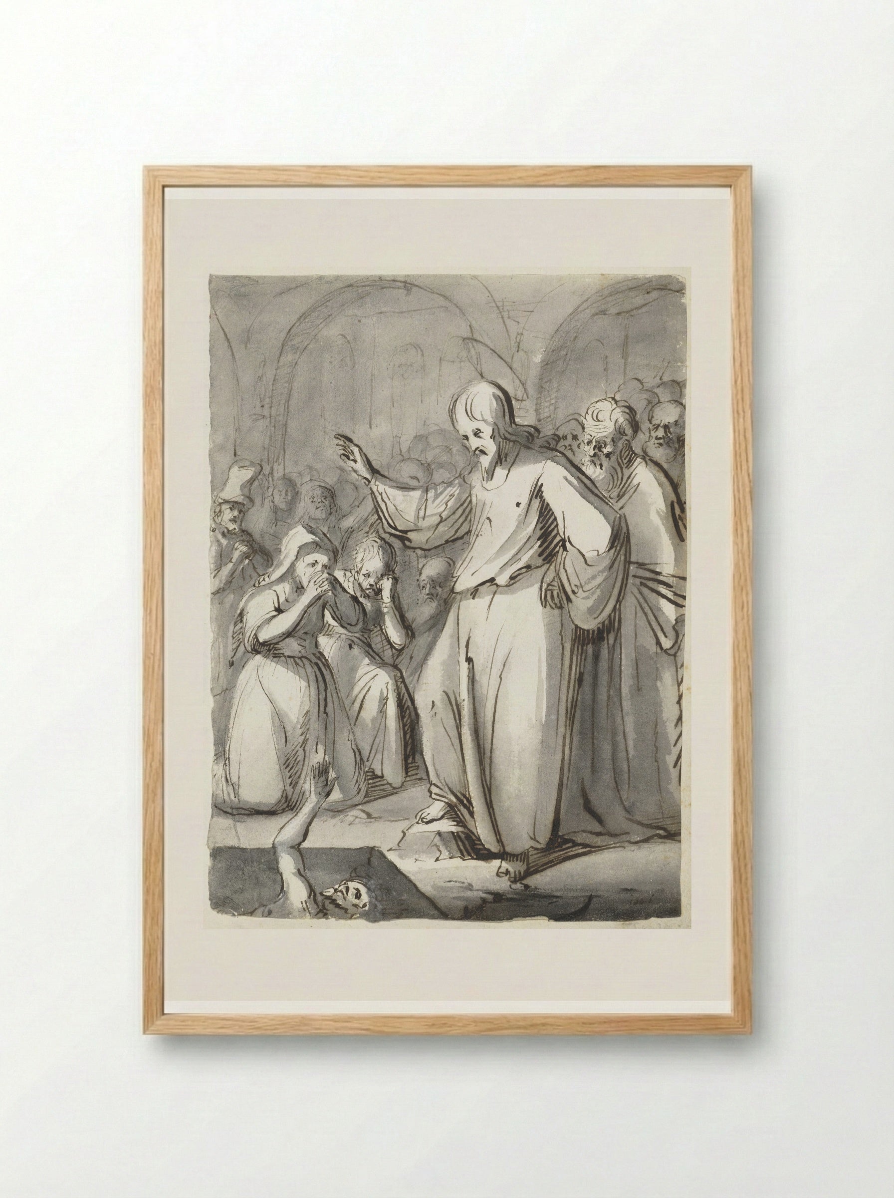 The Raising of Lazarus - Moses ter Borch - Framed Print Wood