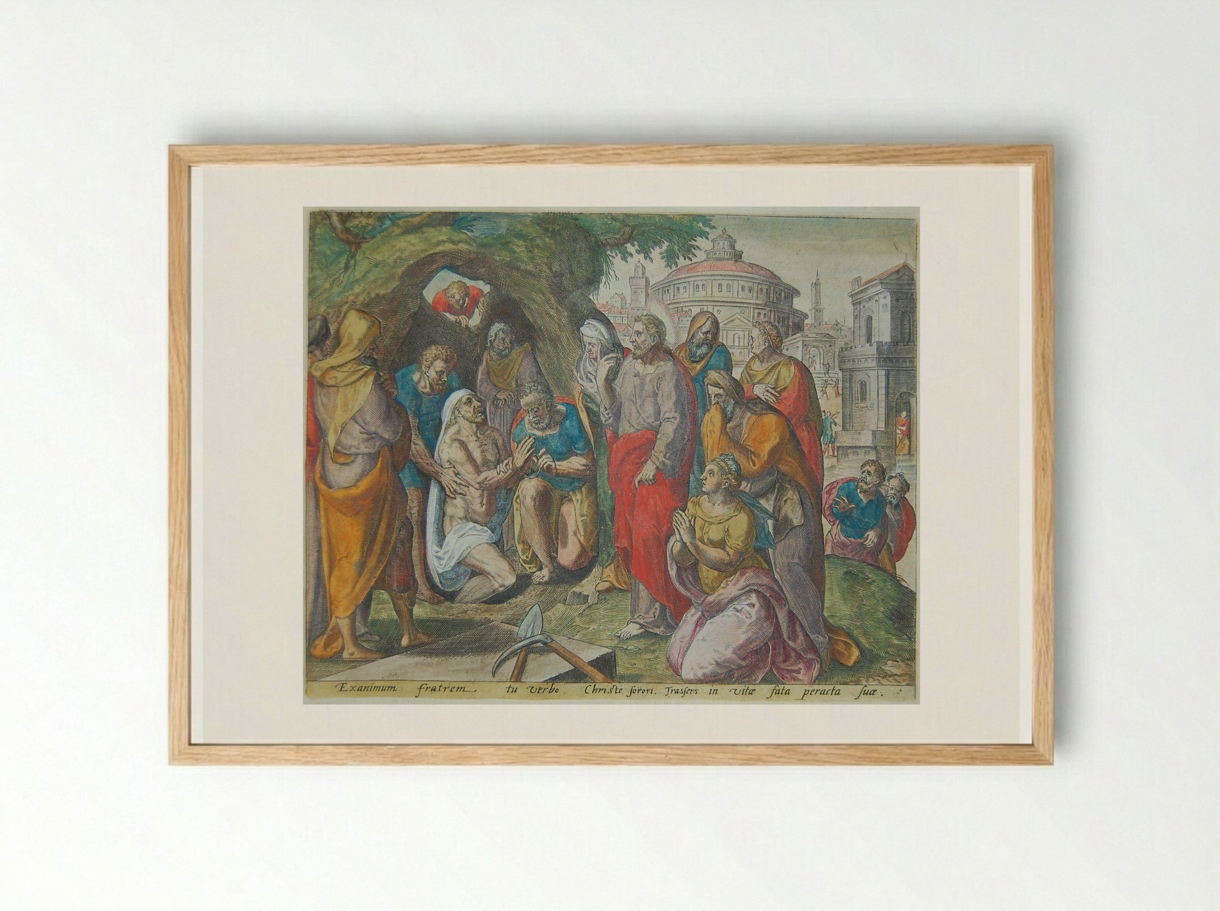 The Raising of Lazarus - Johannes Wierix - Framed Print Wood