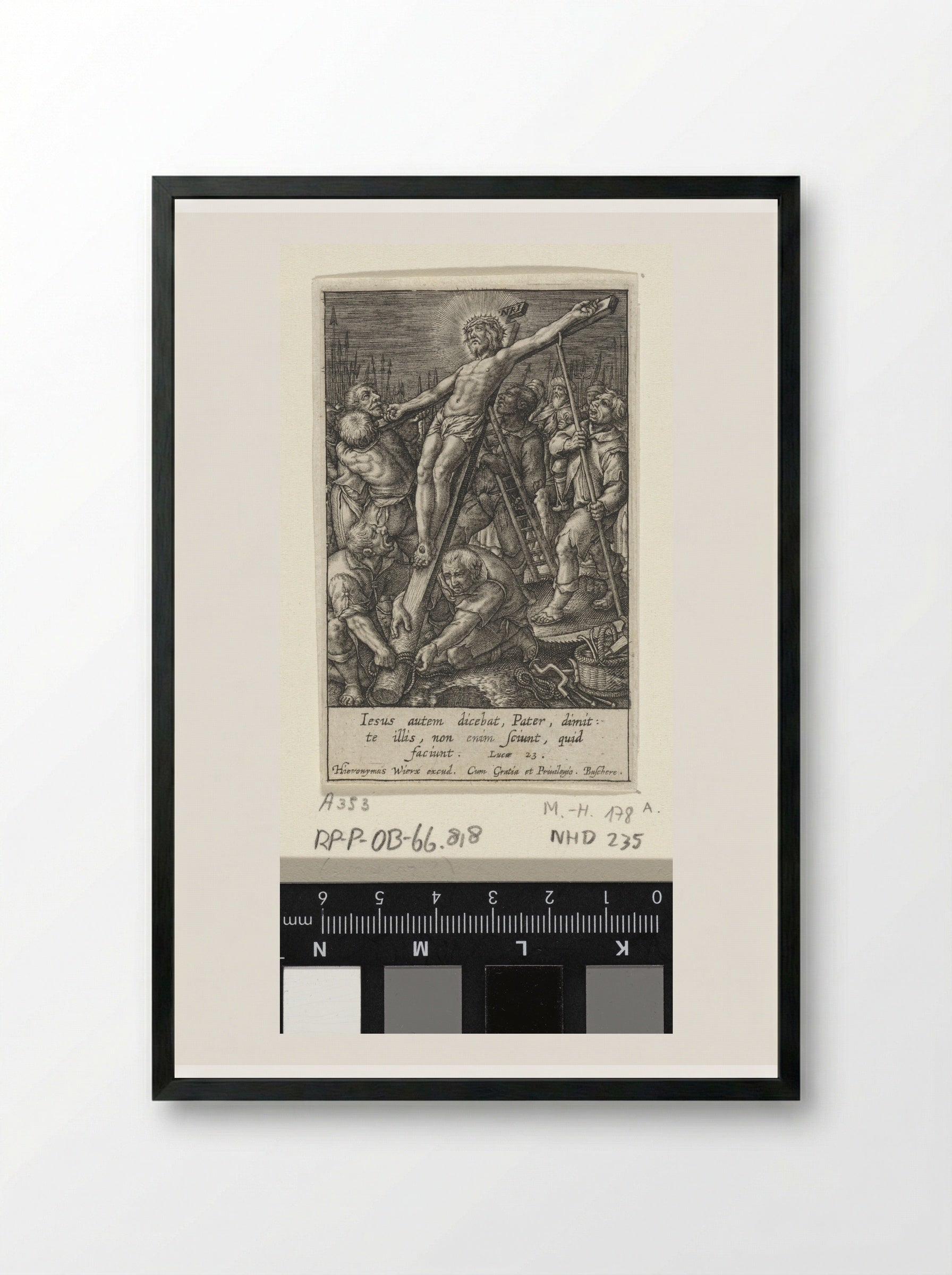 The Raising of the Cross - Hieronymus Wierix - Framed Print Black
