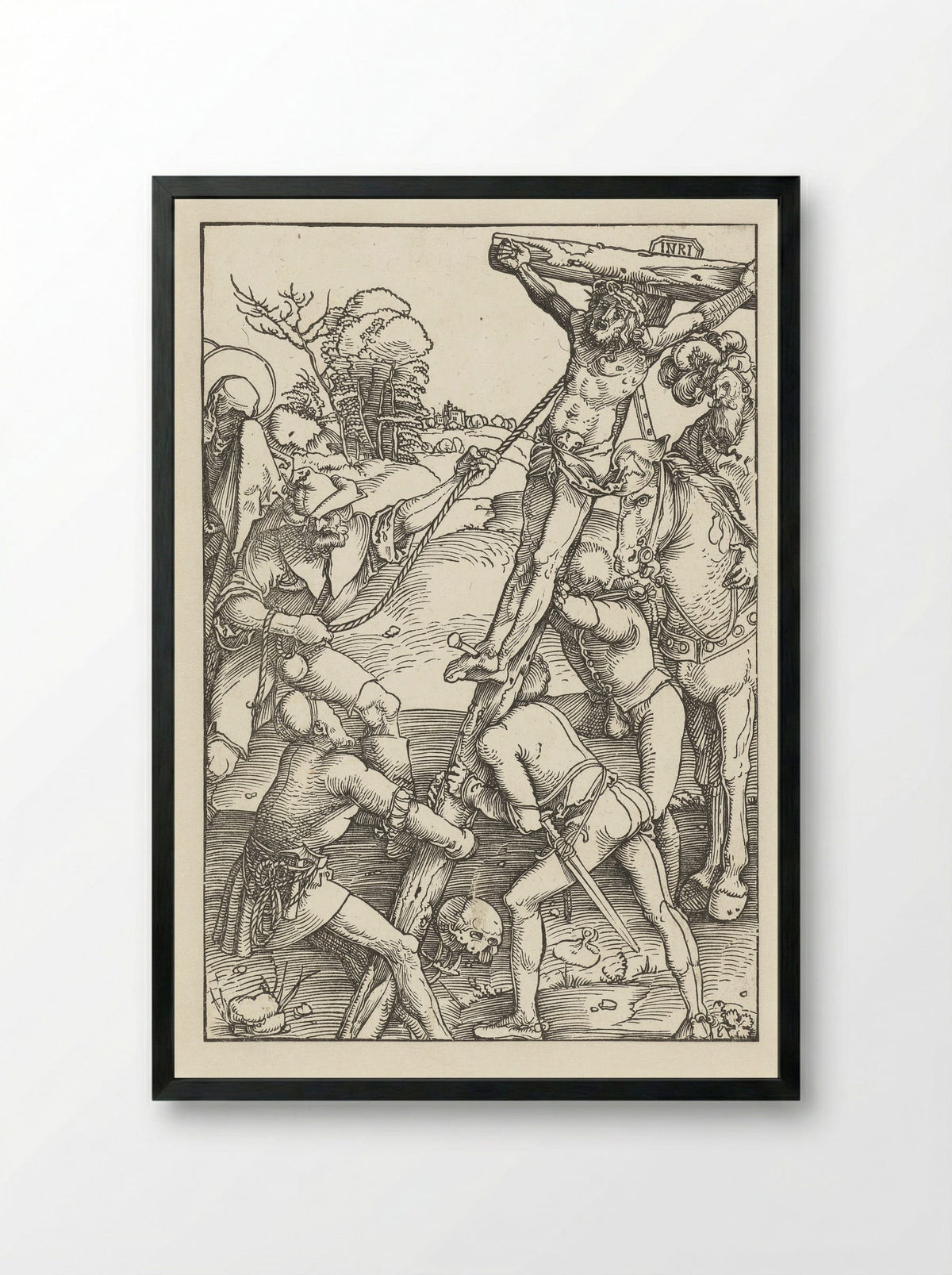 The Raising of the Cross - Hans Baldung Grien - Framed Print Black