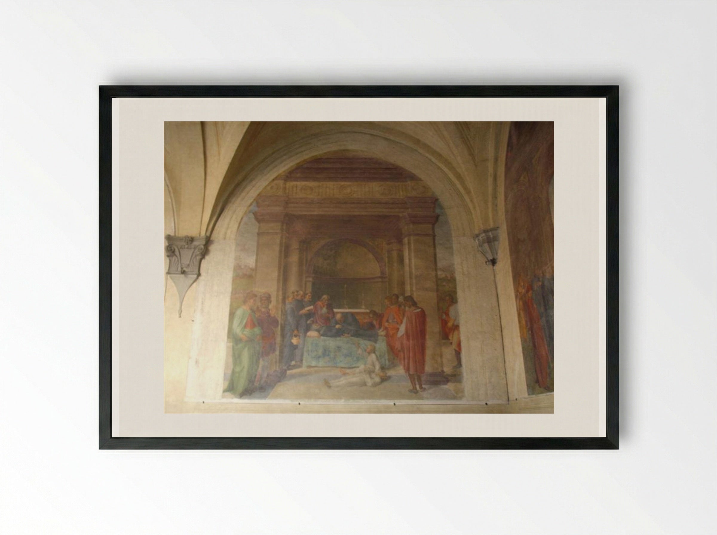 The Raising of the Dead Child by the Corpse of San Filippo - Andrea del Sarto - Framed Print Black