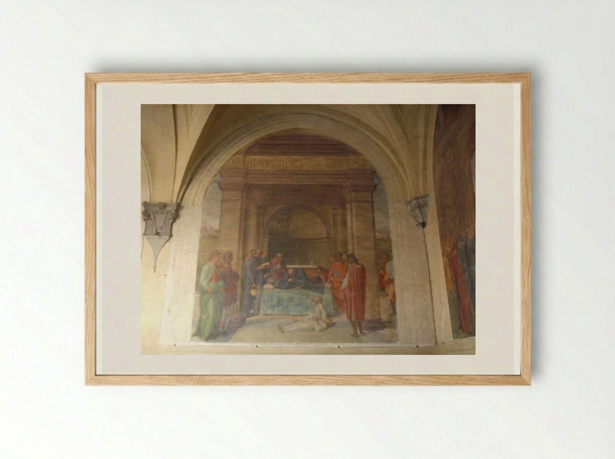 The Raising of the Dead Child by the Corpse of San Filippo - Andrea del Sarto - Framed Print Wood