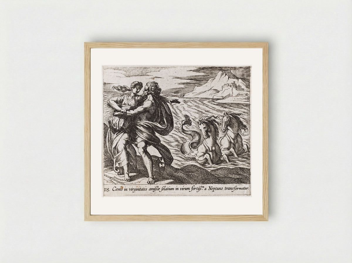 The Rape of Caenis - Antonio Tempesta - Framed Print Wood