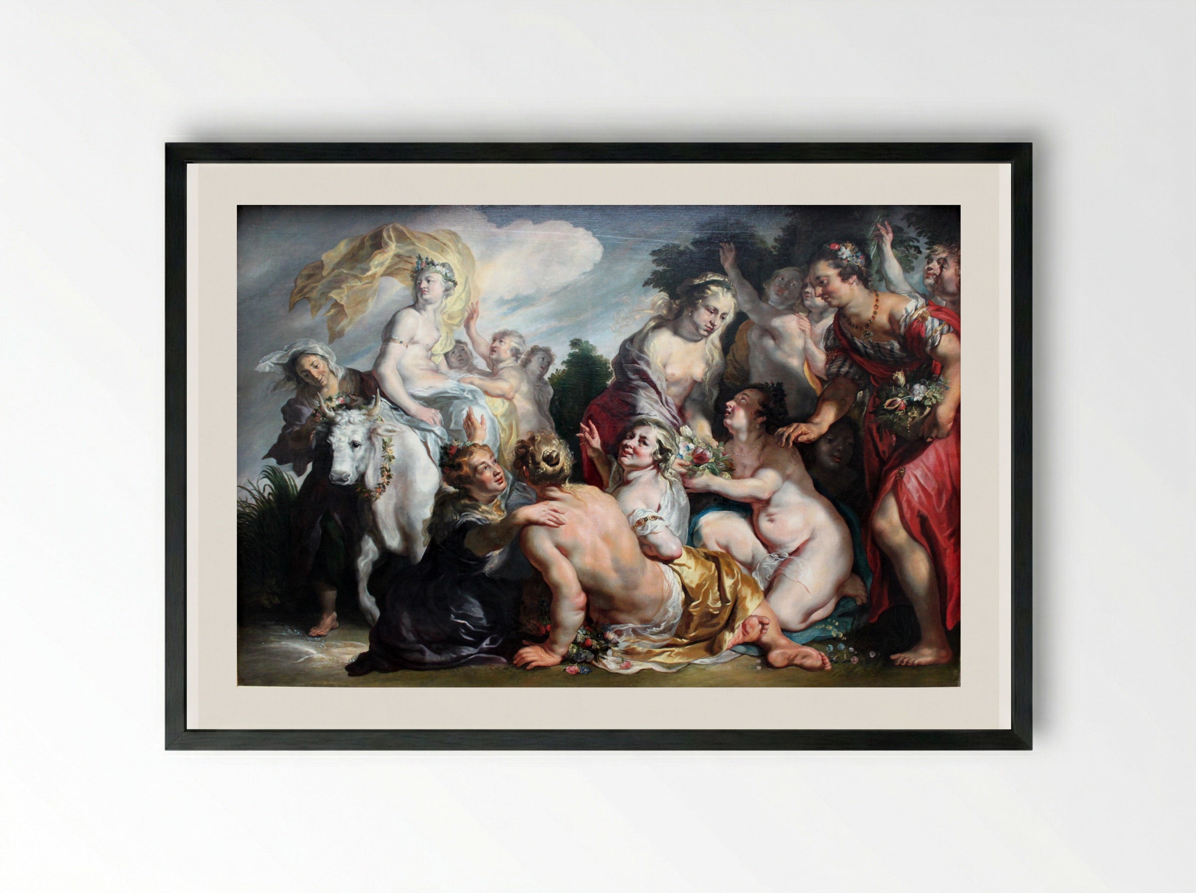 The Rape of Europa - Jacob Jordaens - Framed Print Black