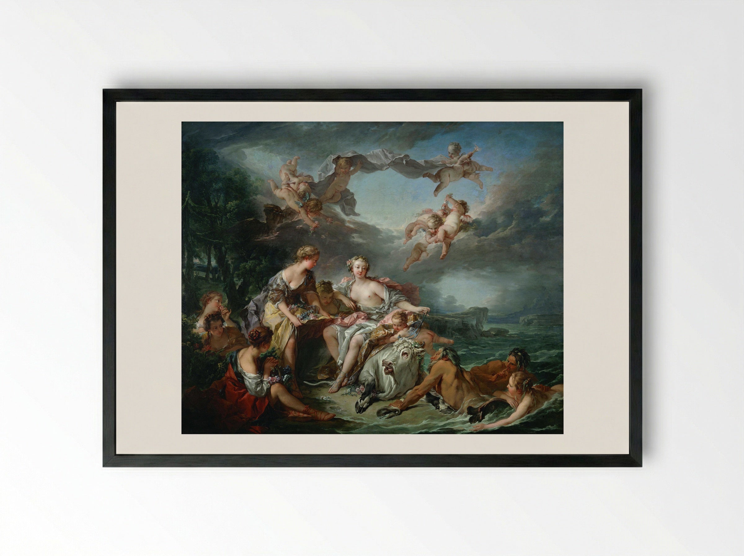 The Rape of Europa - François Boucher - Framed Print Black