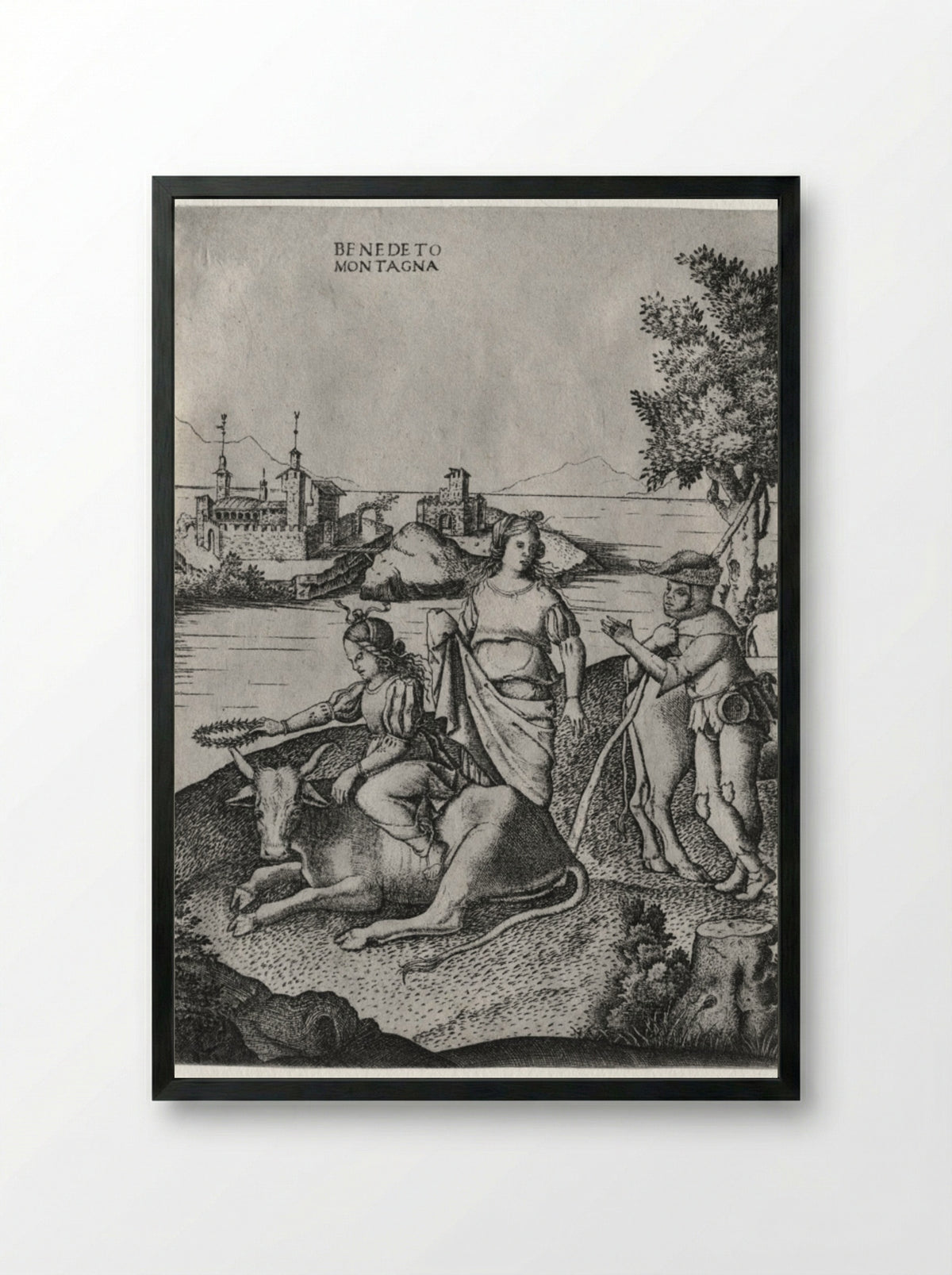 The Rape of Europa - Benedetto Montagna - Framed Print Black