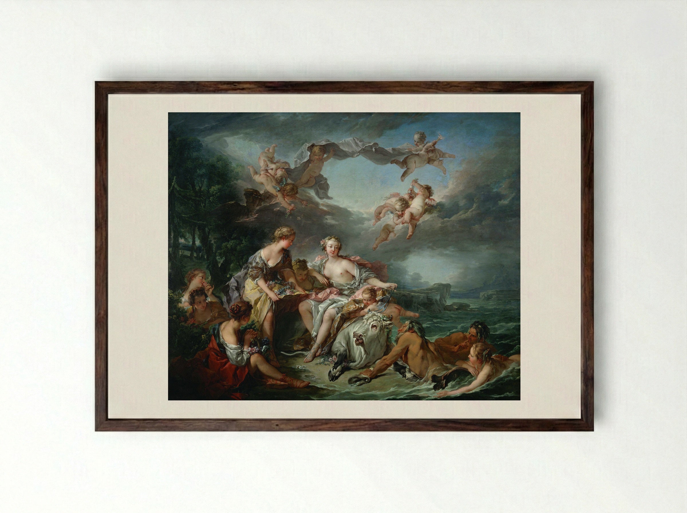 The Rape of Europa - François Boucher - Framed Print Dark Wood