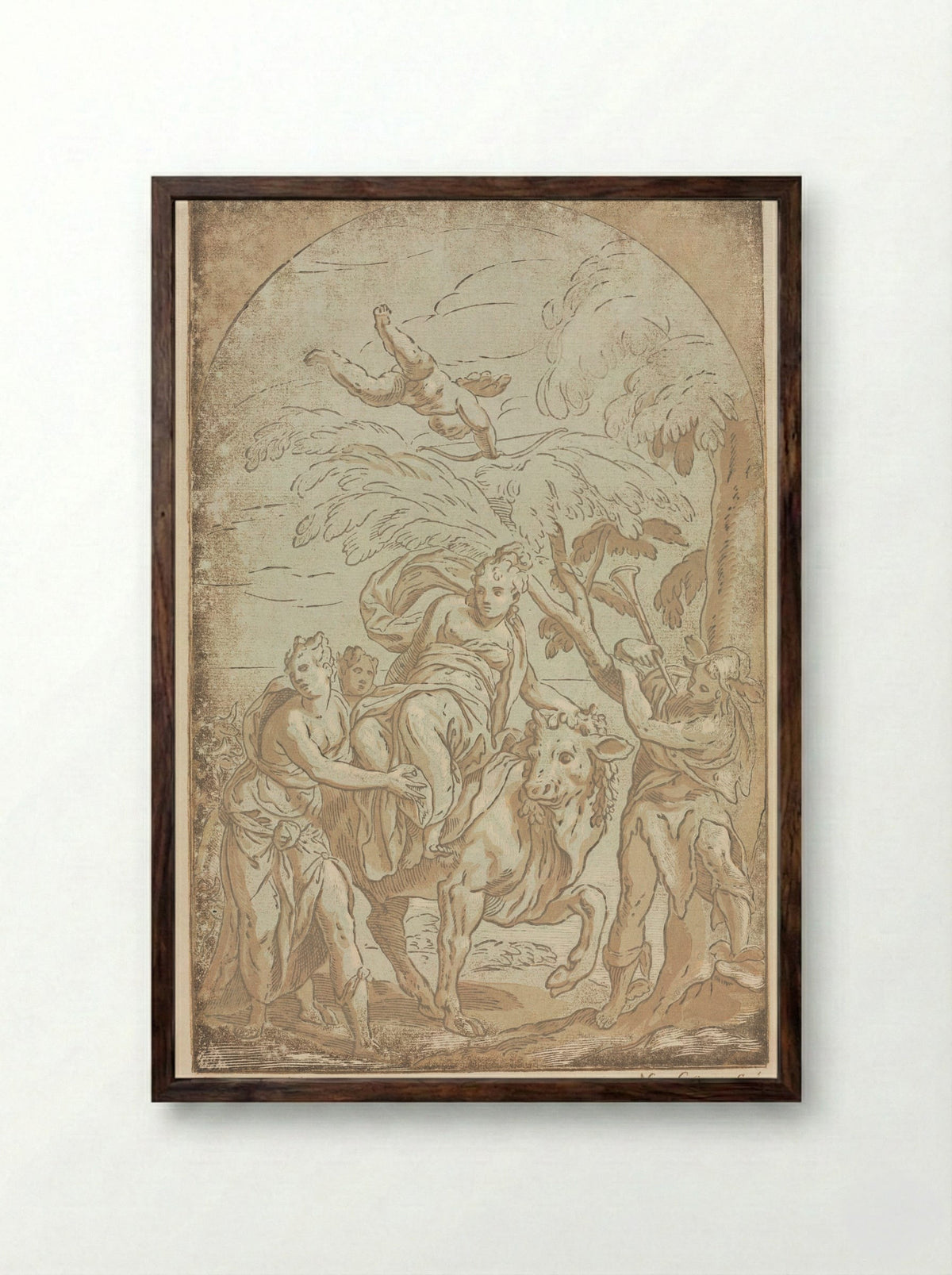 The Rape of Europa - Nicolas Le Sueur - Framed Print Dark Wood