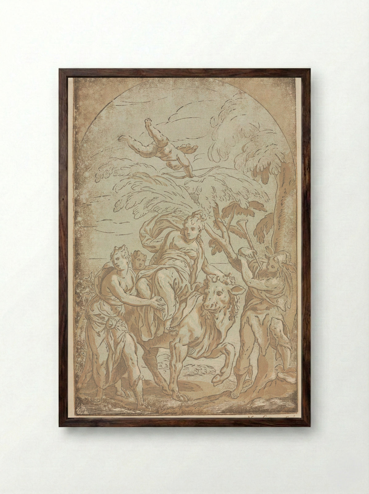 The Rape of Europa - Nicolas Le Sueur - Framed Print Dark Wood