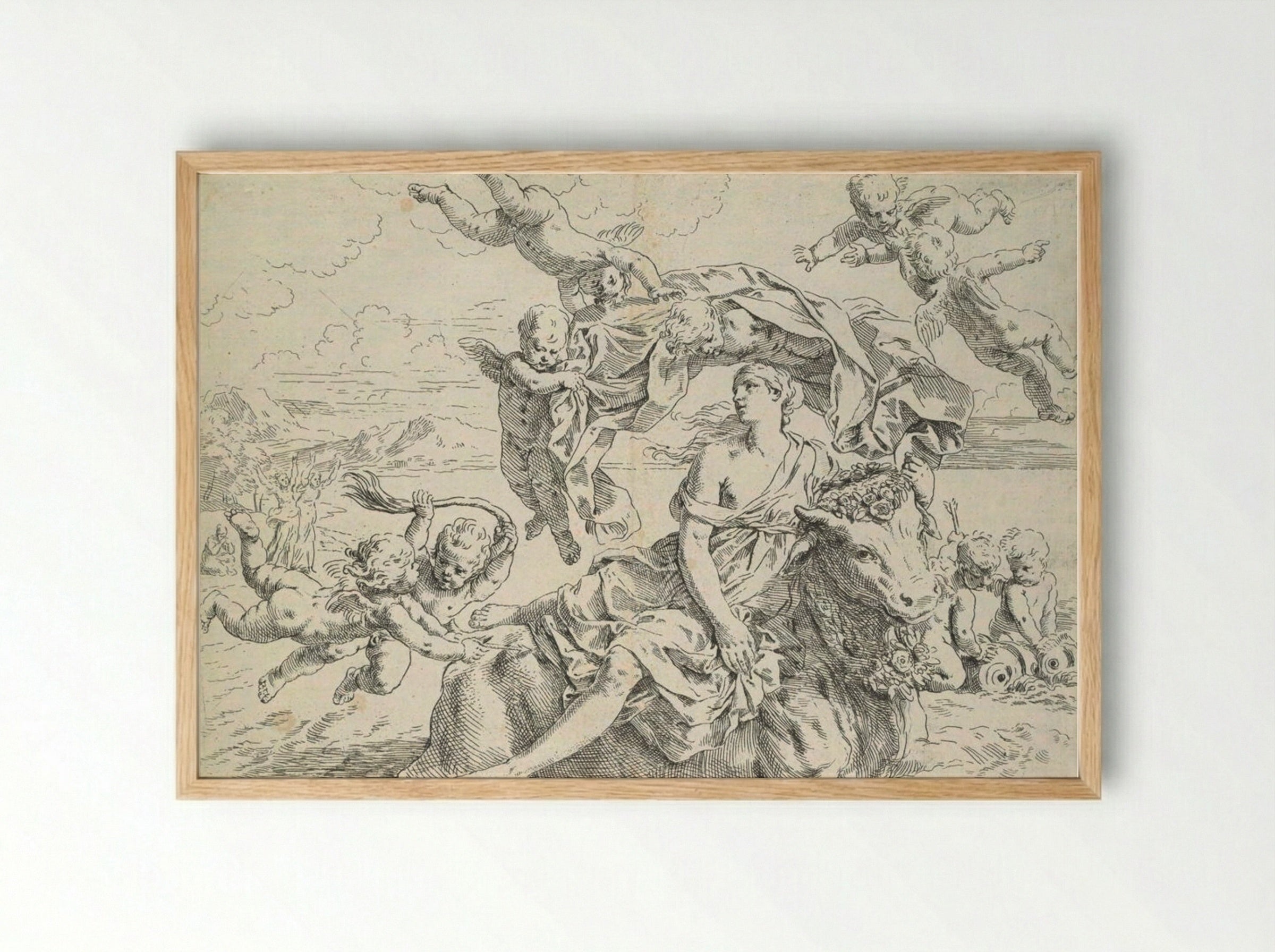 The Rape of Europa - Simone Cantarini - Framed Print Wood