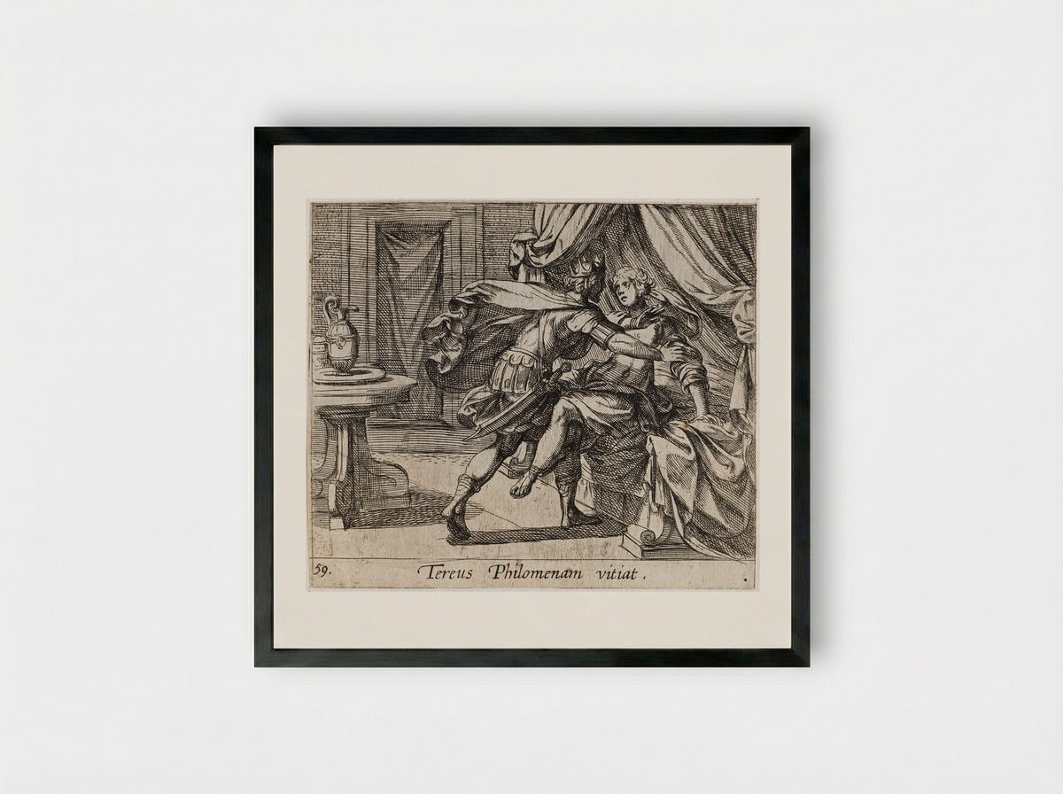 The Rape of Philomela - Antonio Tempesta - Framed Print Black