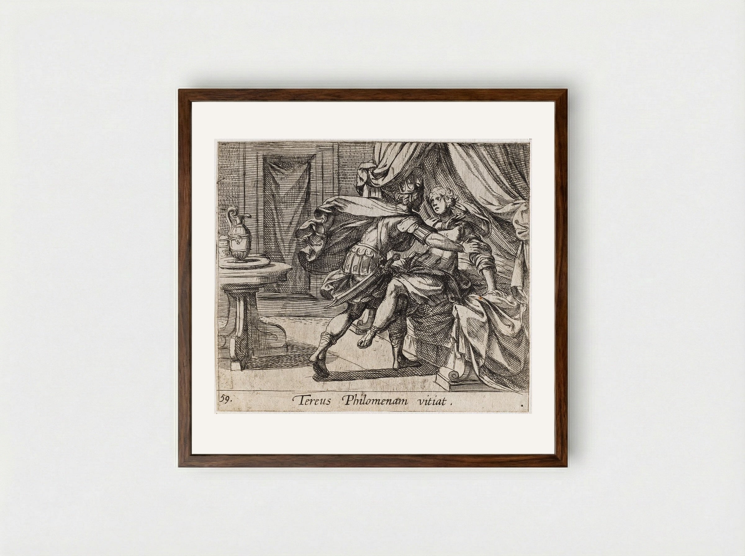 The Rape of Philomela - Antonio Tempesta - Framed Print Dark Wood