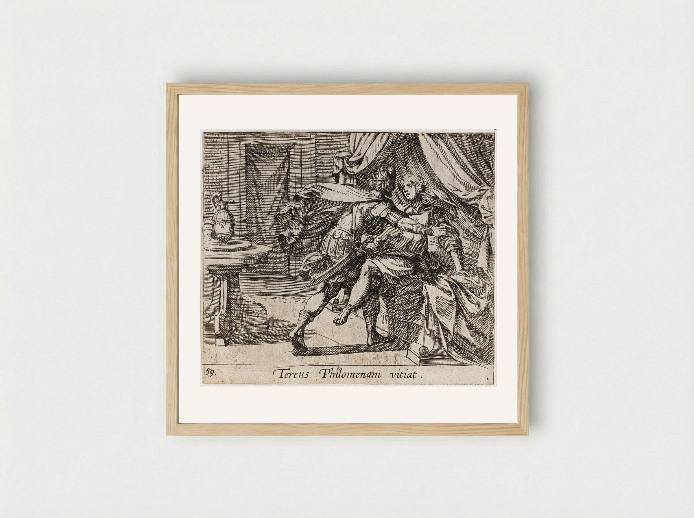 The Rape of Philomela - Antonio Tempesta - Framed Print Wood