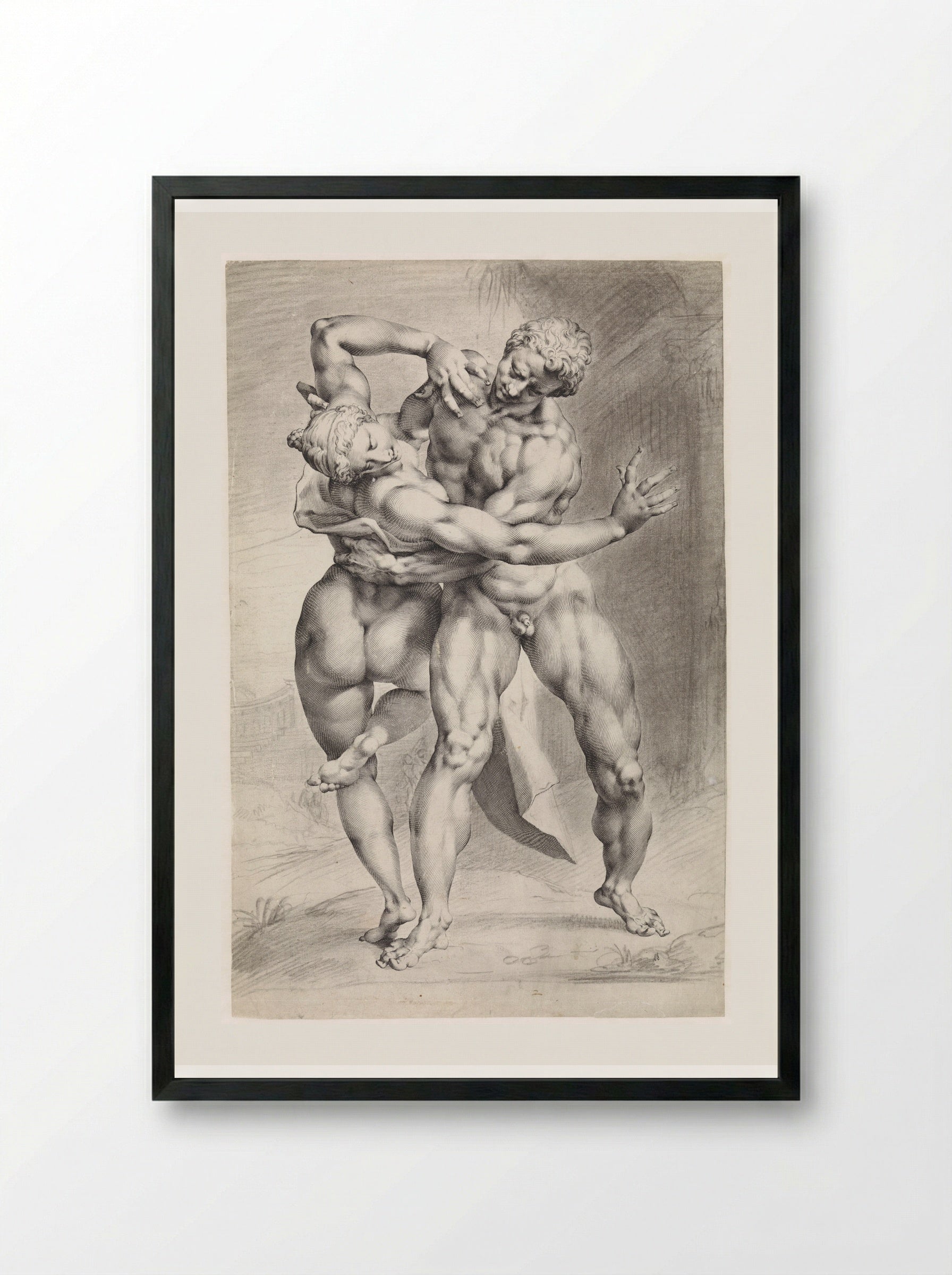 The Rape of a Sabine Woman (Front View) - Jan Harmensz. Muller - Framed Print Black