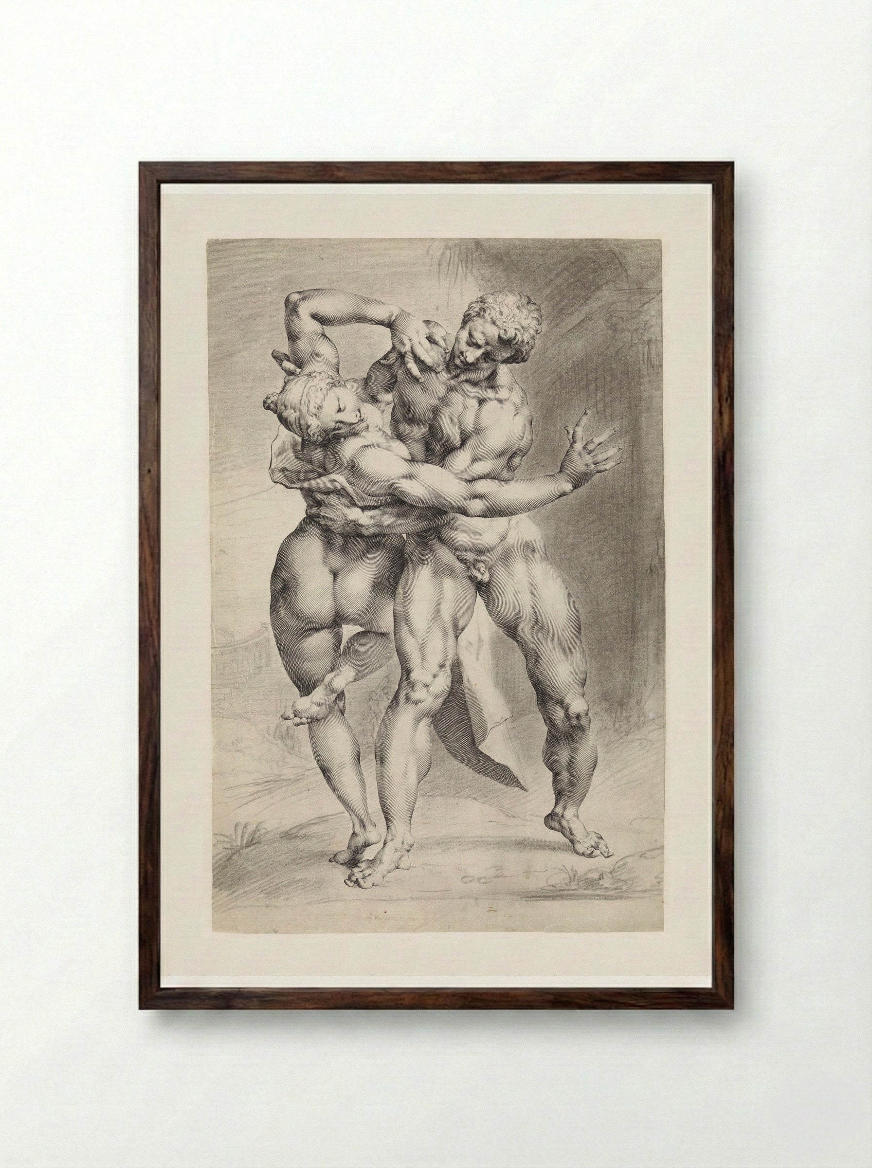 The Rape of a Sabine Woman (Front View) - Jan Harmensz. Muller - Framed Print Dark Wood