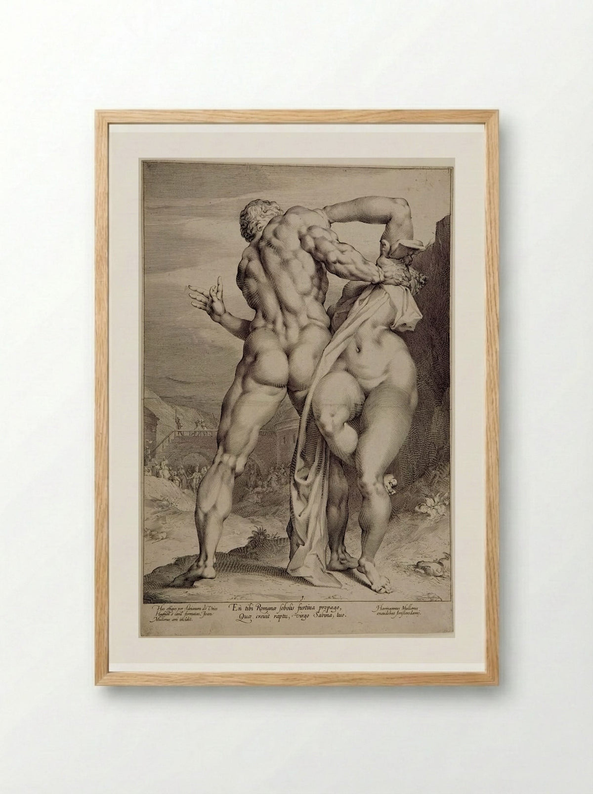 The Rape of a Sabine Woman Seen from the Front, Her Face Concealed - Jan Harmensz. Muller - Framed Print Wood