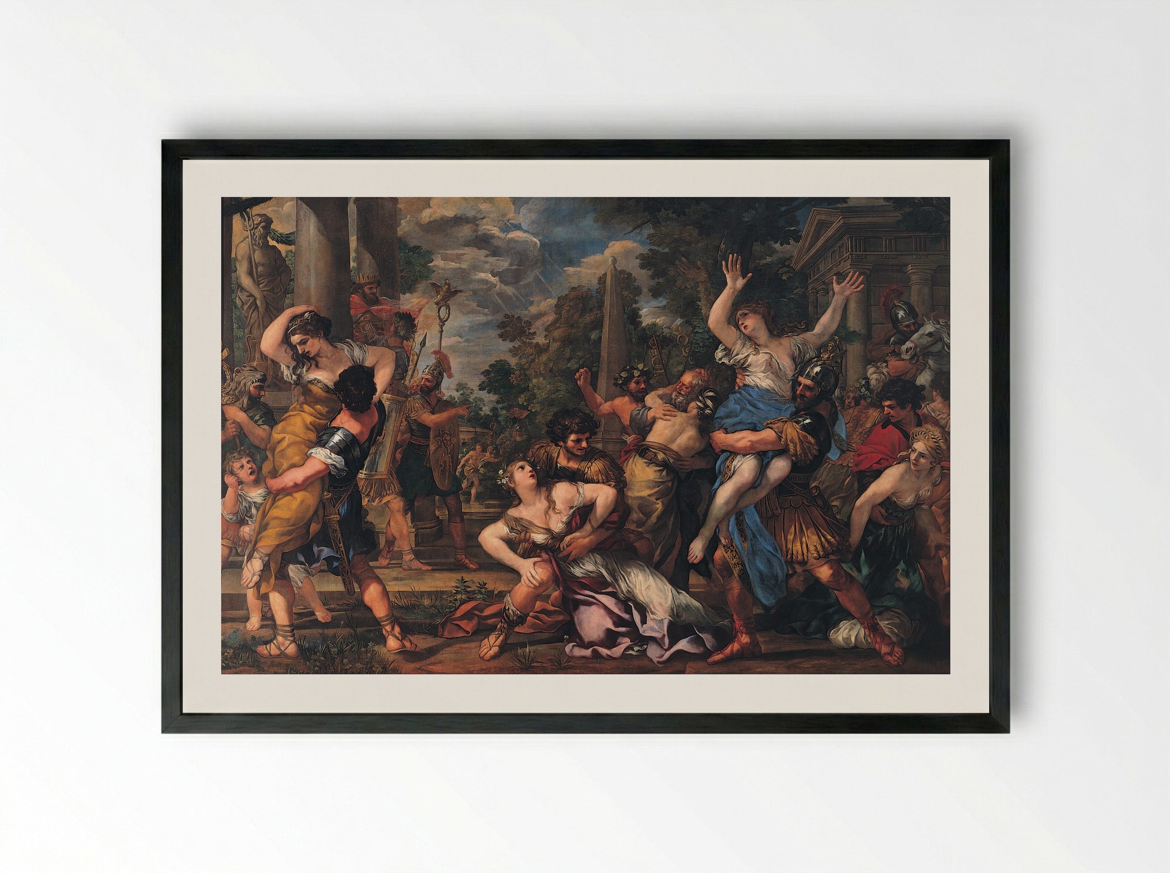 The Rape of the Sabine Women - Pietro da Cortona - Framed Print Black