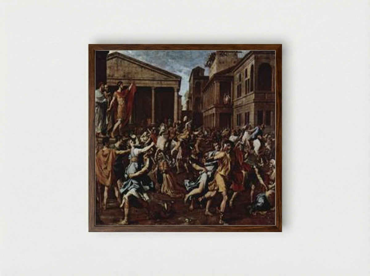The Rape of the Sabine Women - Nicolas Poussin - Framed Print Dark Wood