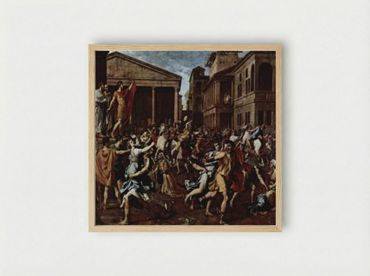 The Rape of the Sabine Women - Nicolas Poussin - Framed Print Wood