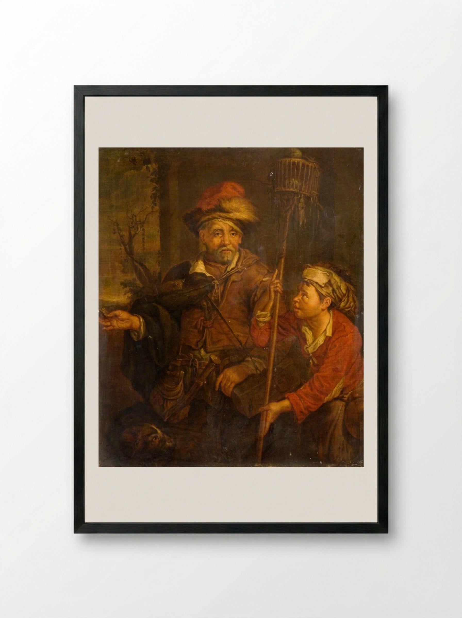 The Rat Catcher - Cornelis Visscher - Framed Print Black