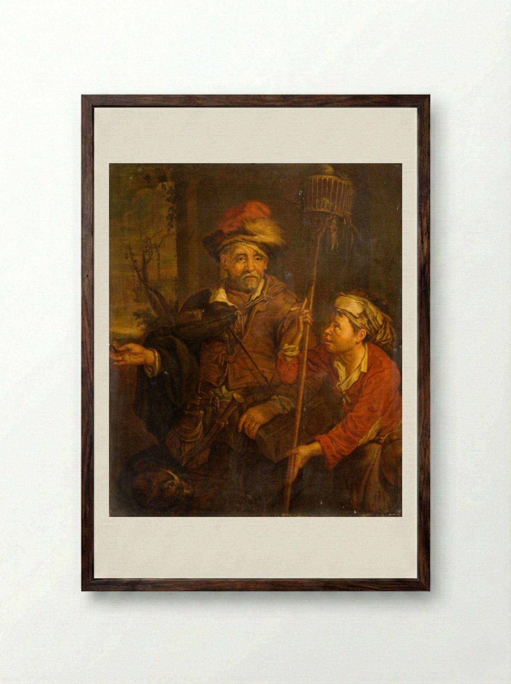 The Rat Catcher - Cornelis Visscher - Framed Print Dark Wood