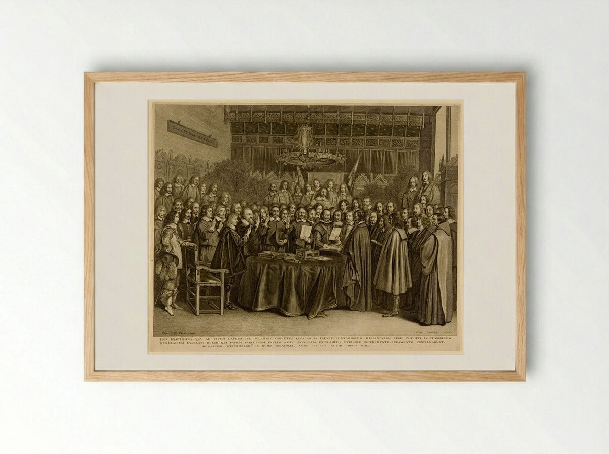 The Ratification of the Peace of Münster - Jonas Suyderhoef - Framed Print Wood
