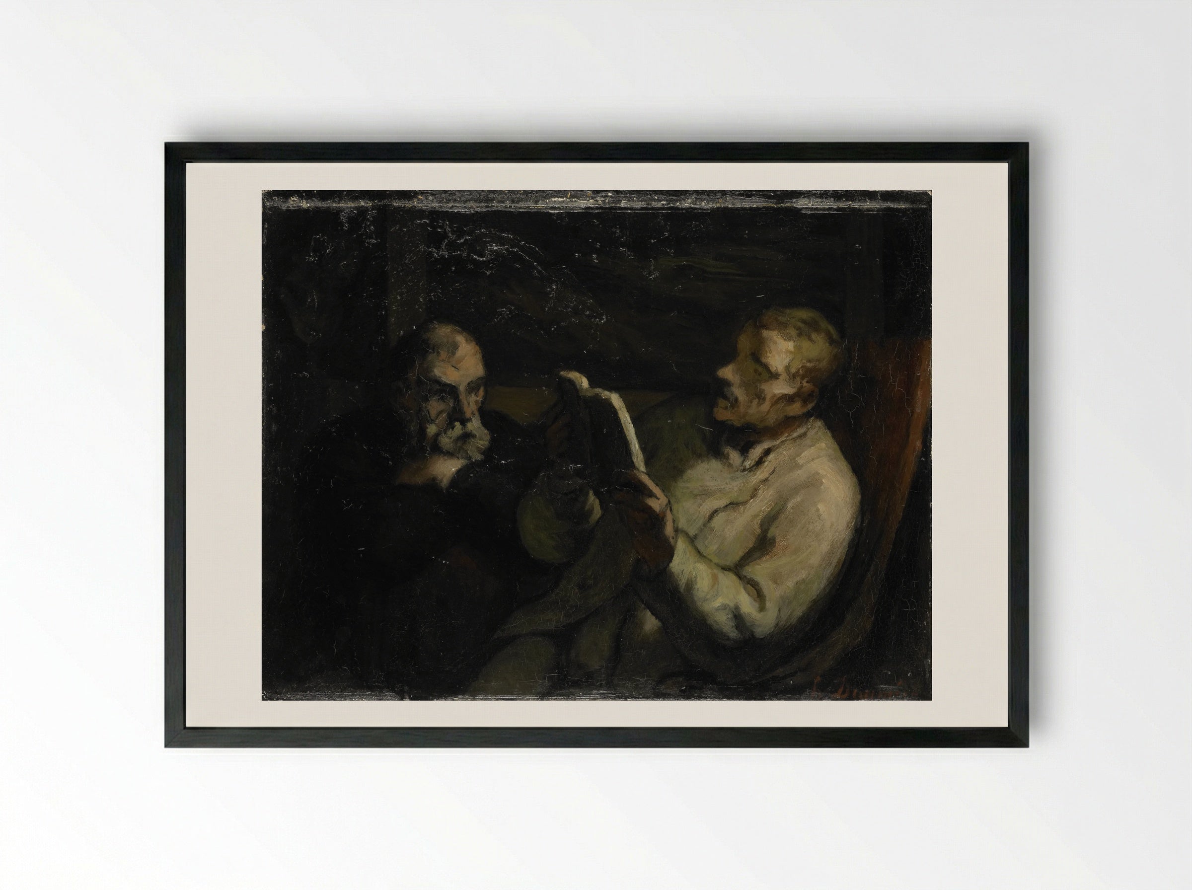 The Reading - Honoré Daumier - Framed Print Black