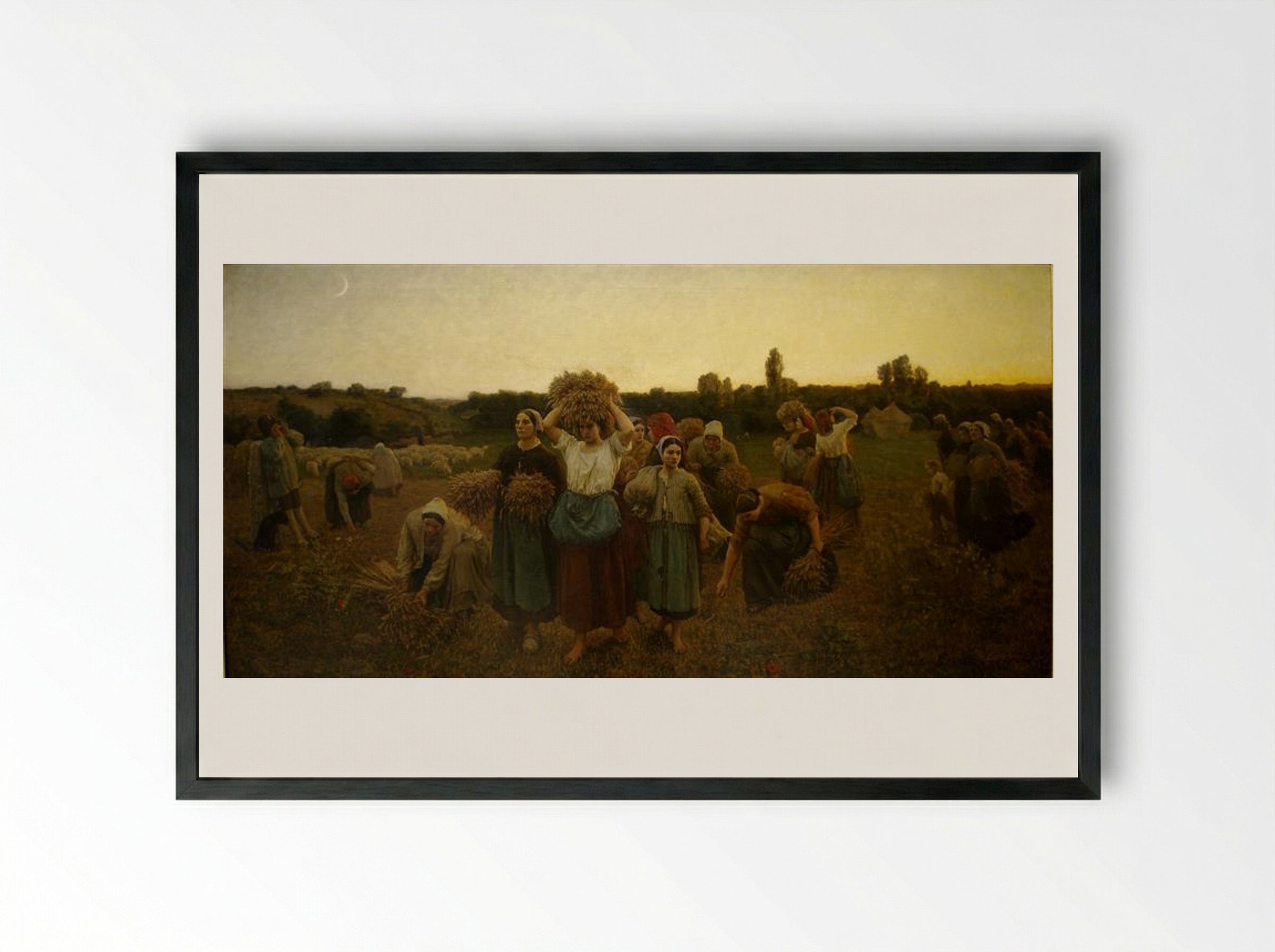 The Recall of the Gleaners - Jules Breton - Framed Print Black