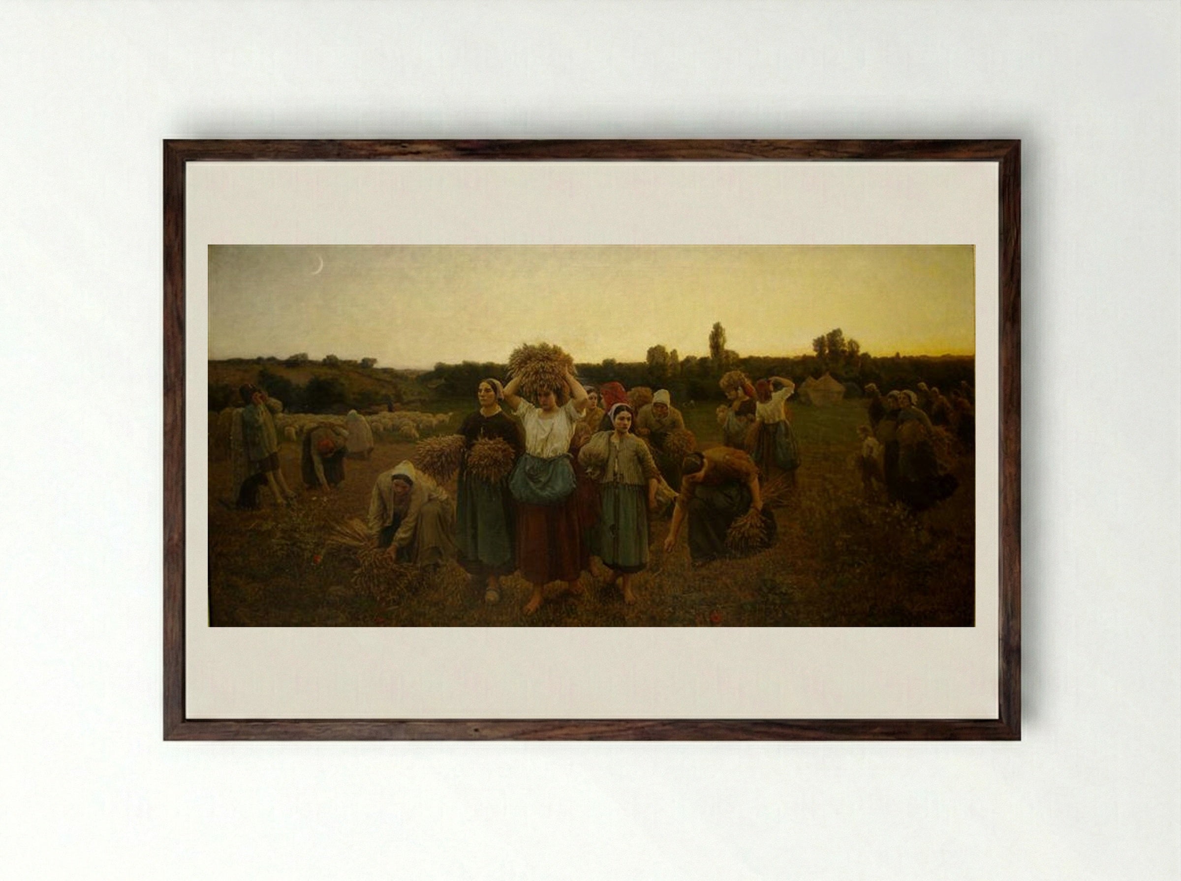 The Recall of the Gleaners - Jules Breton - Framed Print Dark Wood