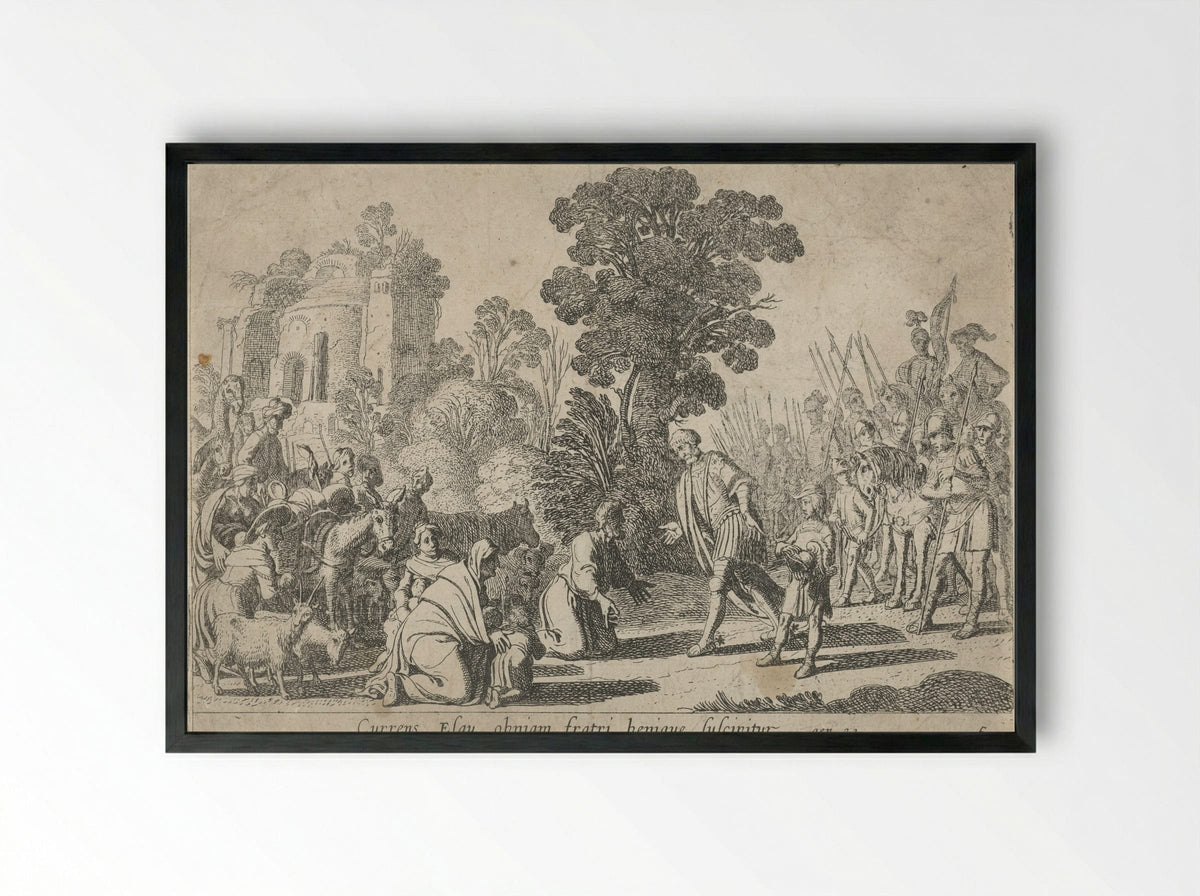 The Reconciliation of Jacob and Esau - Nicolaes Moeyaert - Framed Print Black
