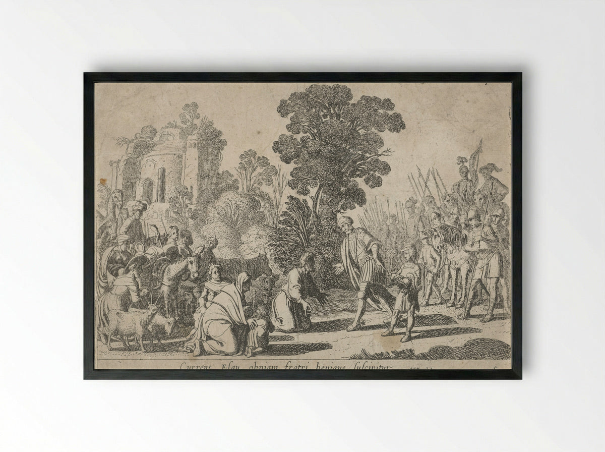 The Reconciliation of Jacob and Esau - Nicolaes Moeyaert - Framed Print Black